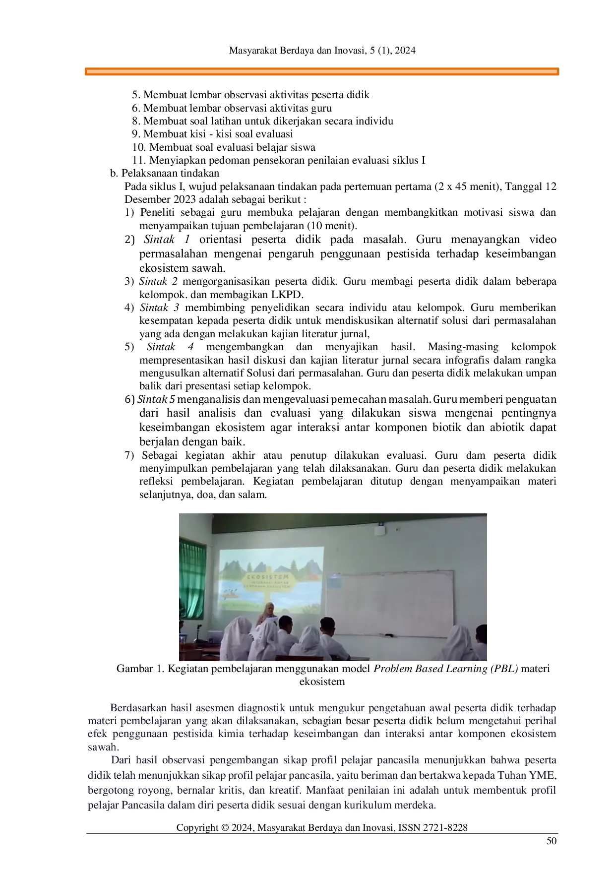 JURIS Peningkatan Motivasi Dan Minat Belajar Siswa Pada Mapel Biologi Kelas X MAN 2 Sleman Dengan Model Pembelajaran Problem Based Learning PBL