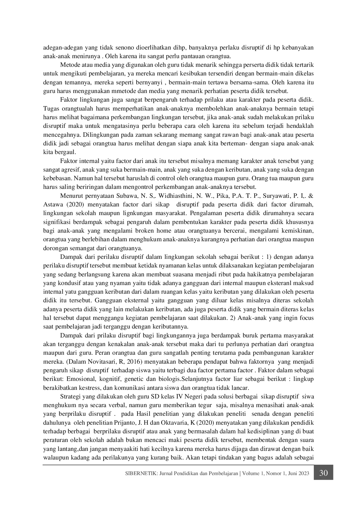 JURIS Dampak Perilaku Disruptif Siswa terhadap Kekondusifan Kelas IV Mata Pelajaran IPS di Sekolah Dasar