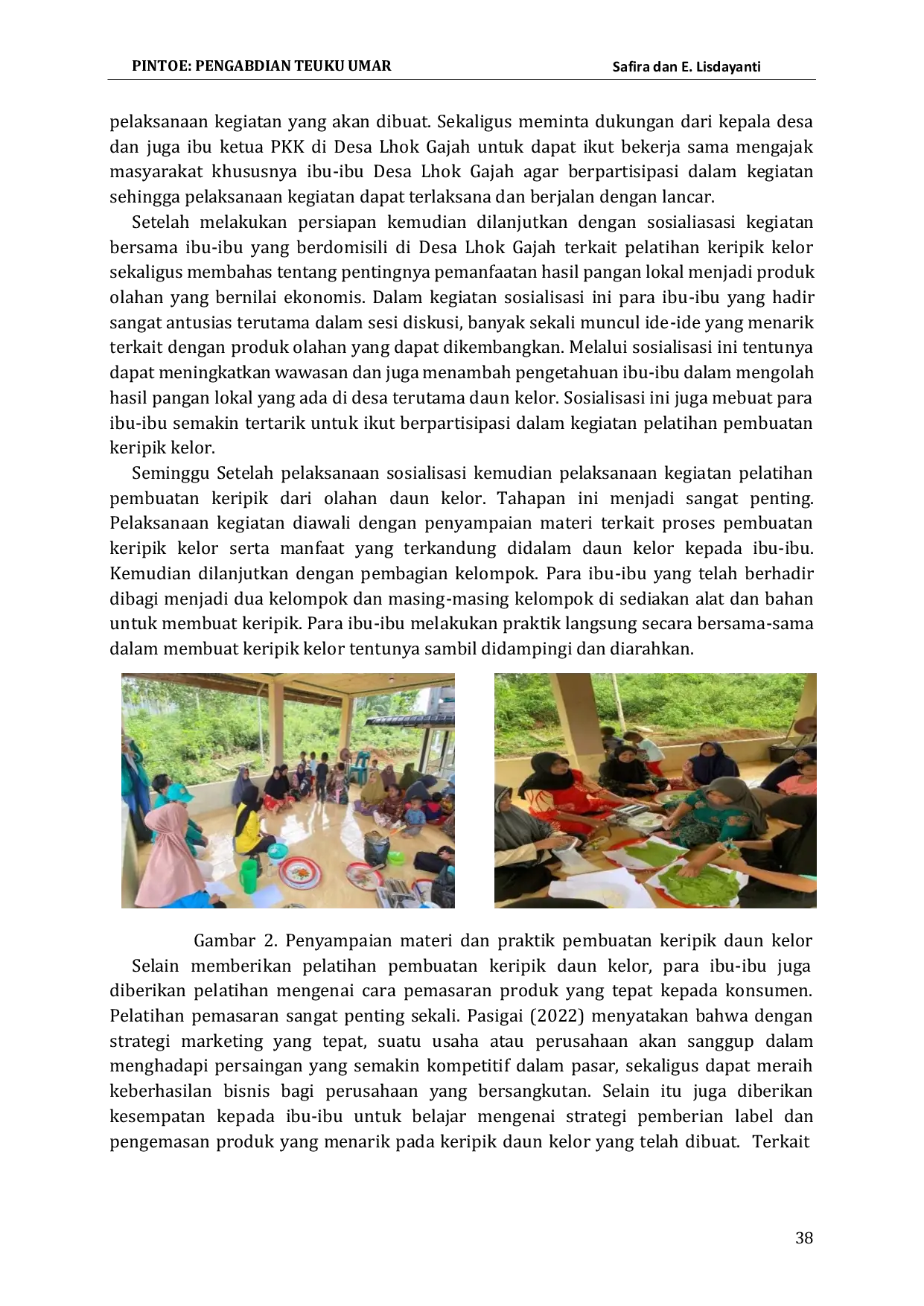 JURIS Pemberdayaan Ibu ibu Desa Lhok Gajah Melalui Pelatihan Pembuatan Keripik Daun Kelor