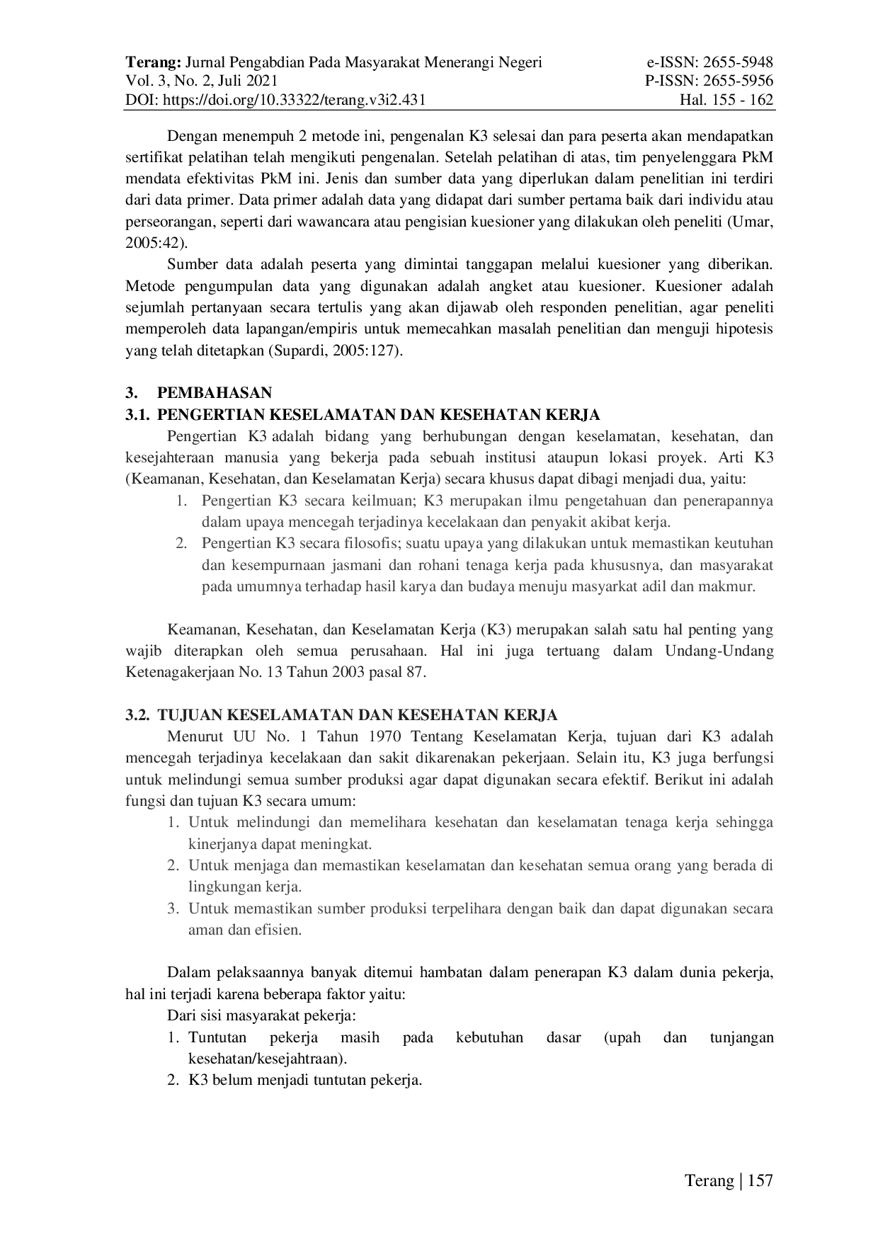 JURIS Pengenalan Keselamatan dan Kesehatan Kerja di PT Cita Rasa Palembang