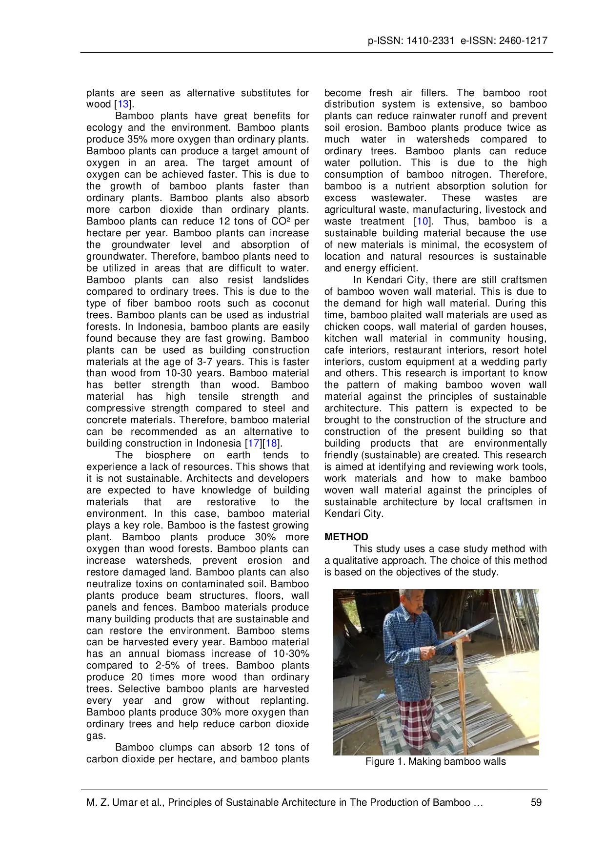 JURIS Principles of Sustainable Architecture in the Production of Bamboo Woven Wall Materials Dendrocalamus Asper