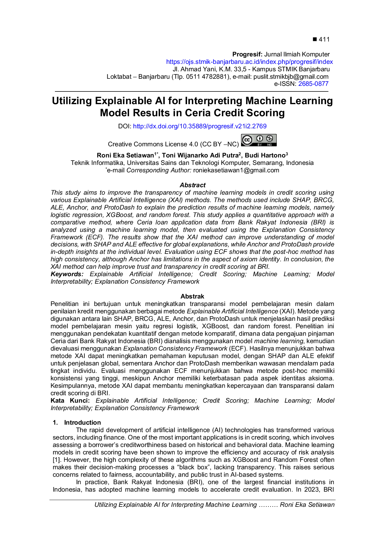 JURIS Utilizing Explainable AI for Interpreting Machine Learning Model Results in Ceria Credit Scoring