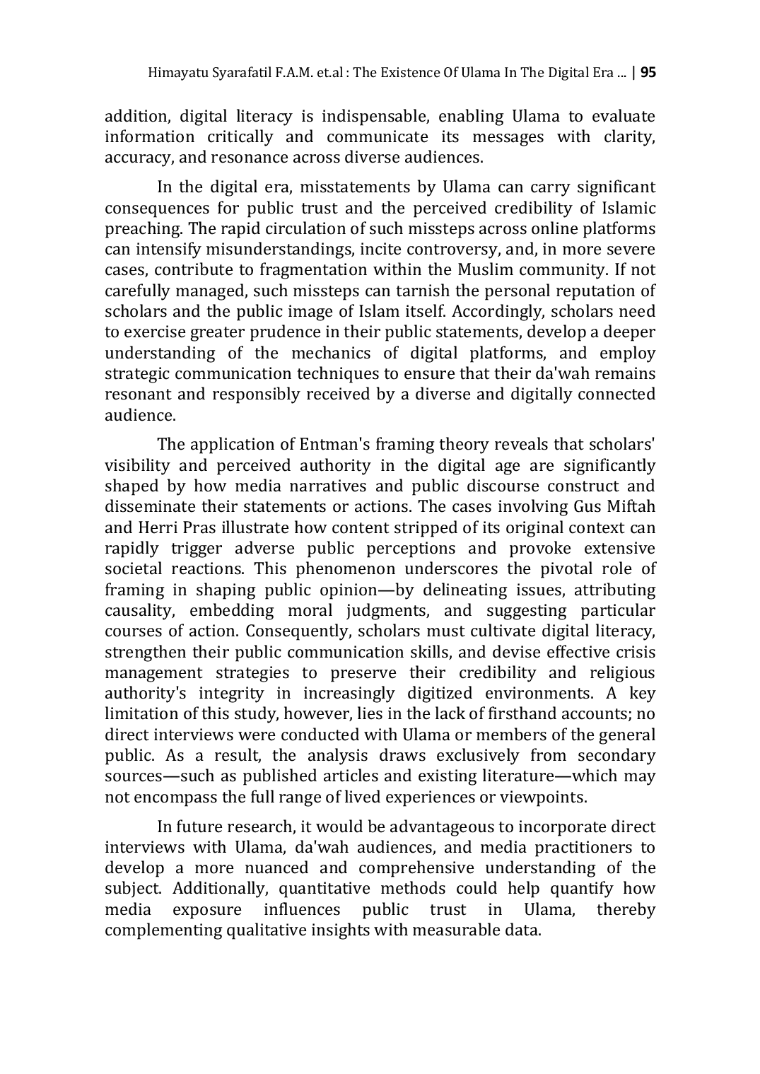 JURIS The Existence Of Ulama In The Digital Era A Framing Analysis Of Gus Miftah s Misspeaking Using Robert Entman s Model