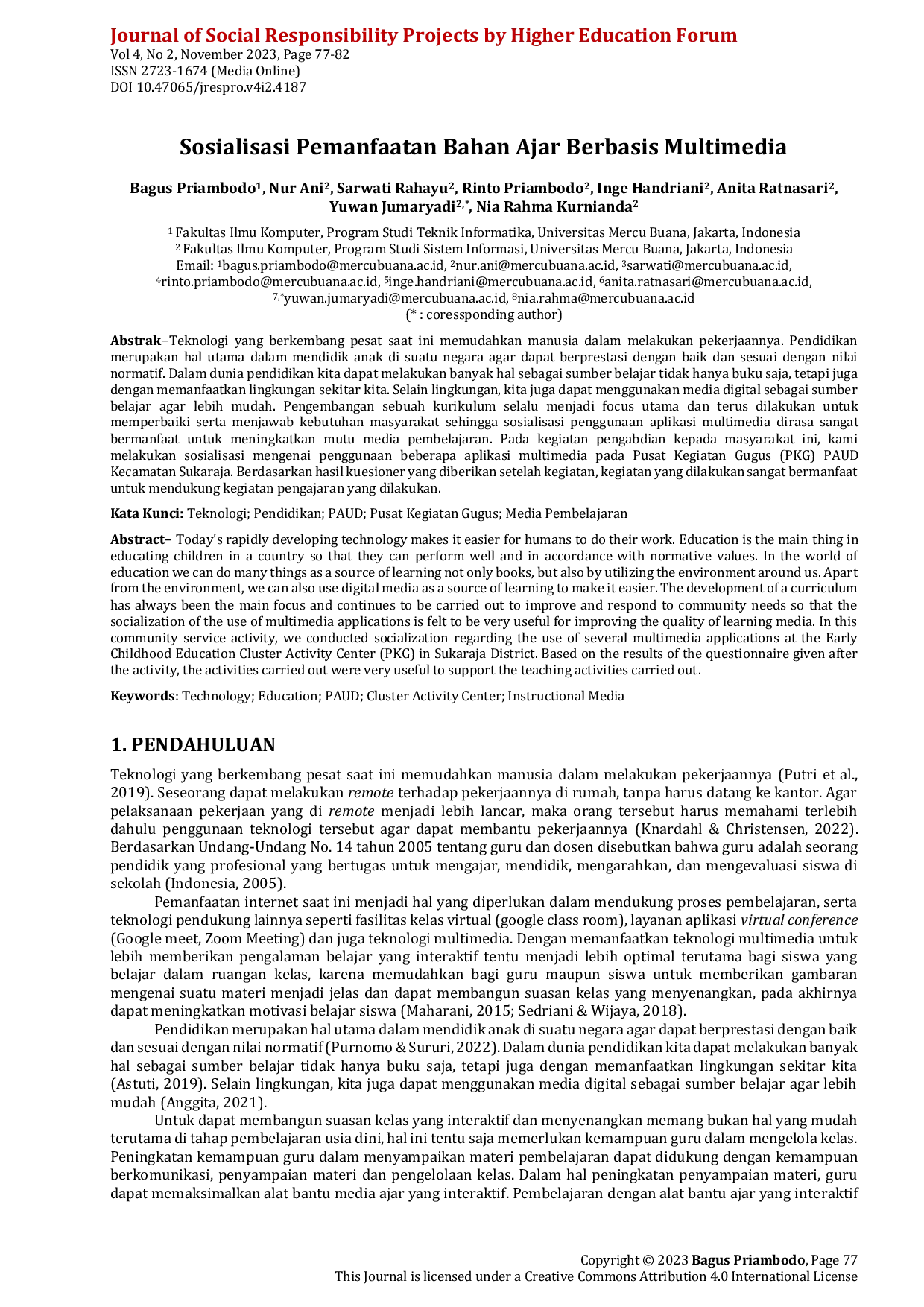 JURIS Sosialisasi Pemanfaatan Bahan Ajar Berbasis Multimedia