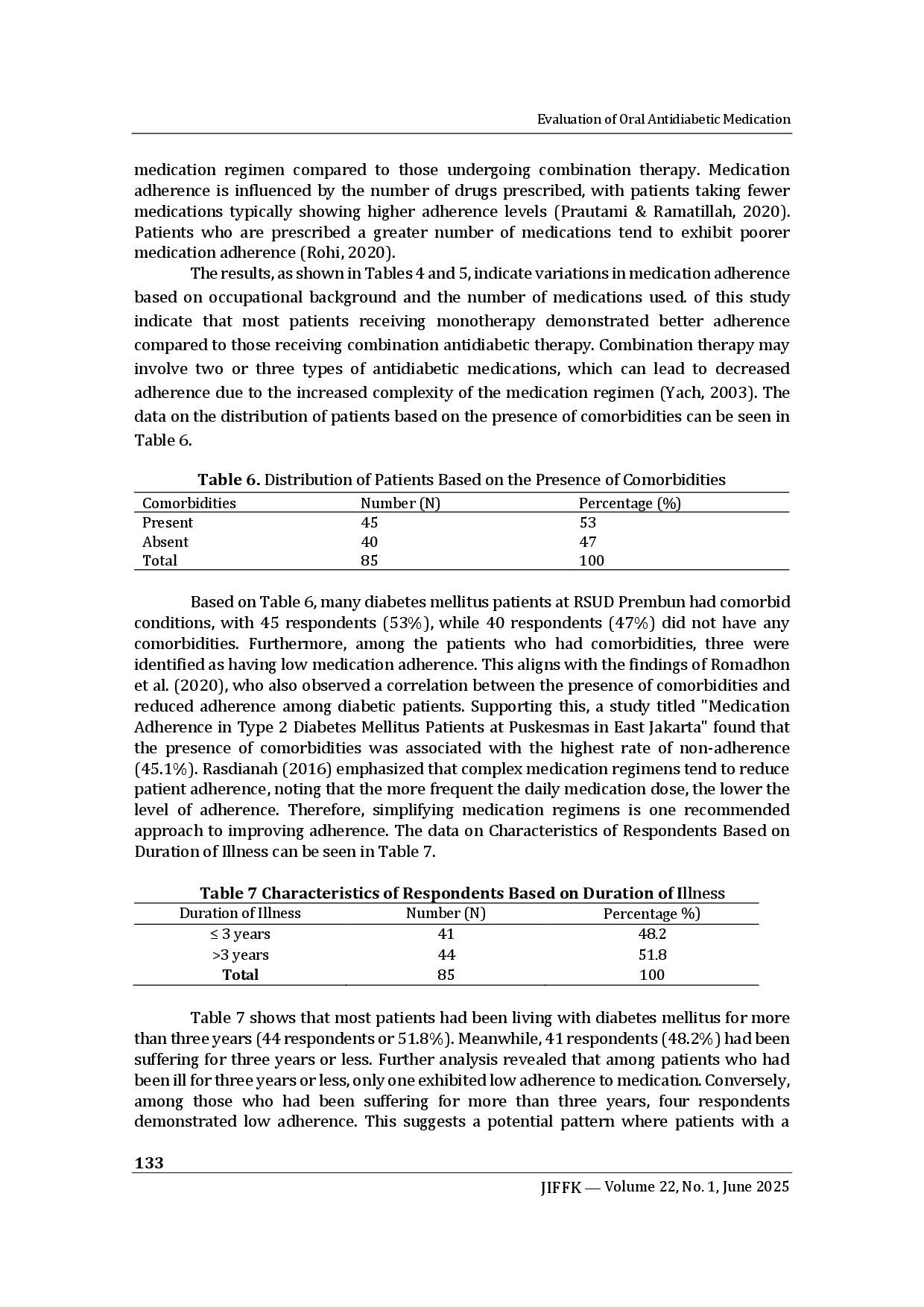 juris Evaluation of Oral Antidiabetic Medication Adherence Among Diabetes Mellitus Patients in the Outpatient Department of RSUD Prembun in 2022