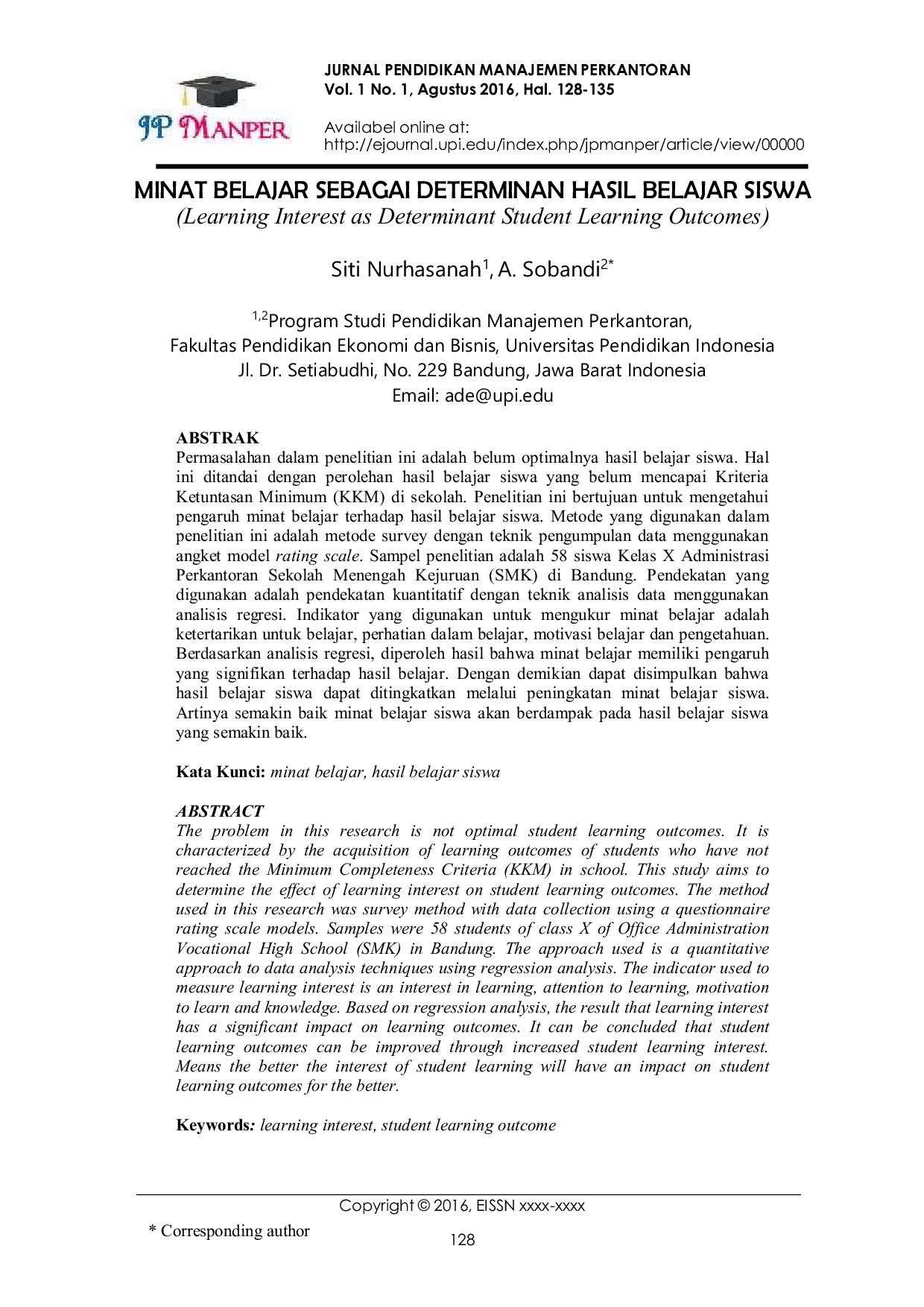 JURIS Minat Belajar Sebagai Determinan Hasil Belajar Siswa