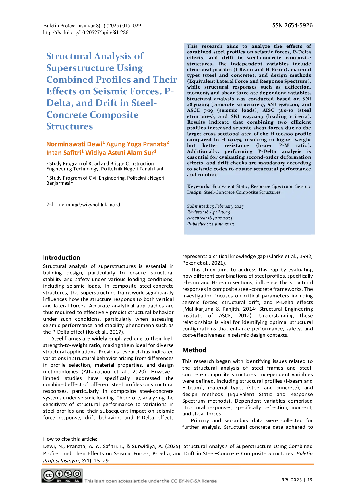 JURIS Structural Analysis of Superstructure Using Combined Profiles and Their Effects on Seismic Forces P Delta and Drift in Steel Concrete Composite Structures