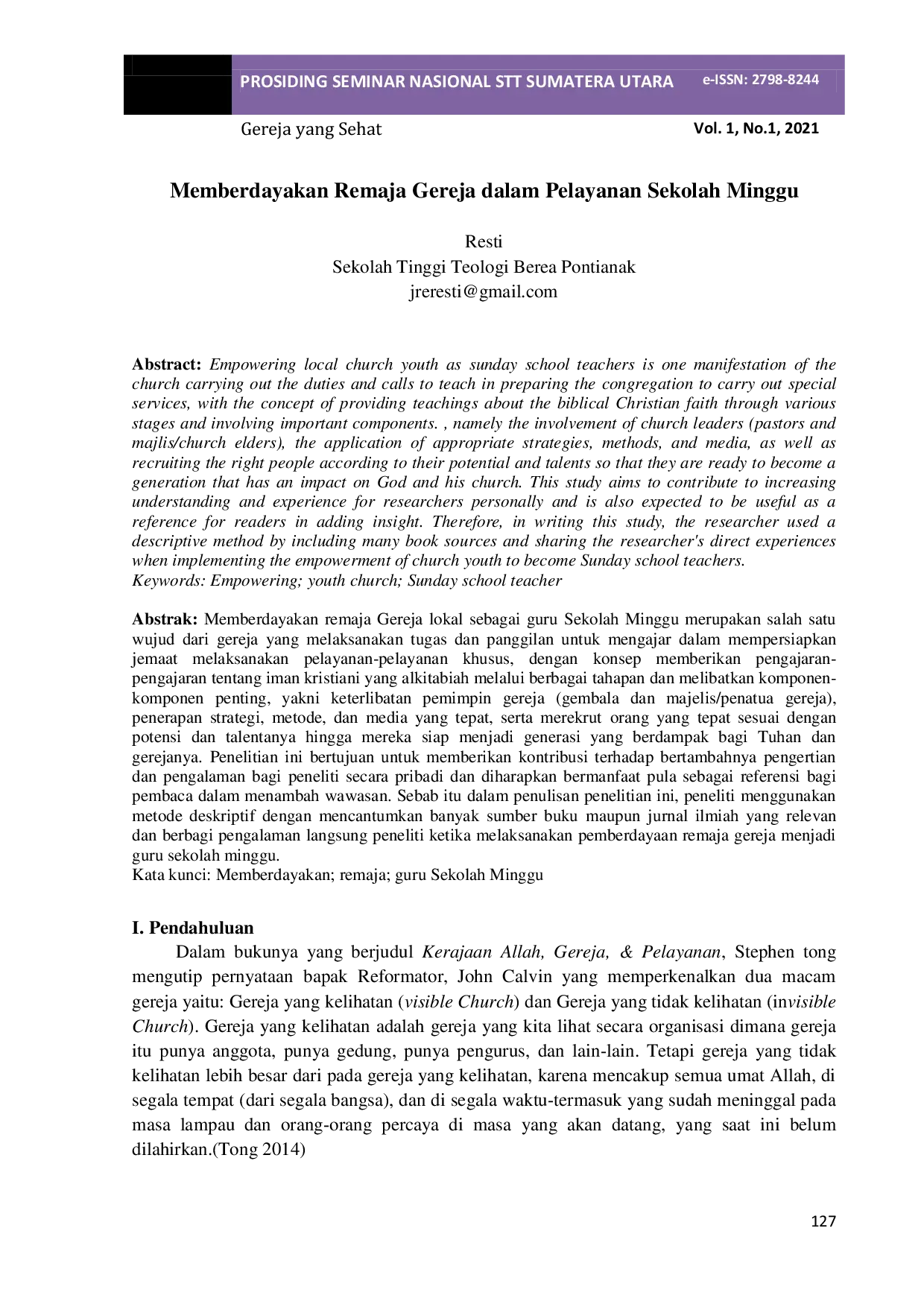 JURIS Memberdayakan Remaja Gereja dalam Pelayanan Sekolah Minggu