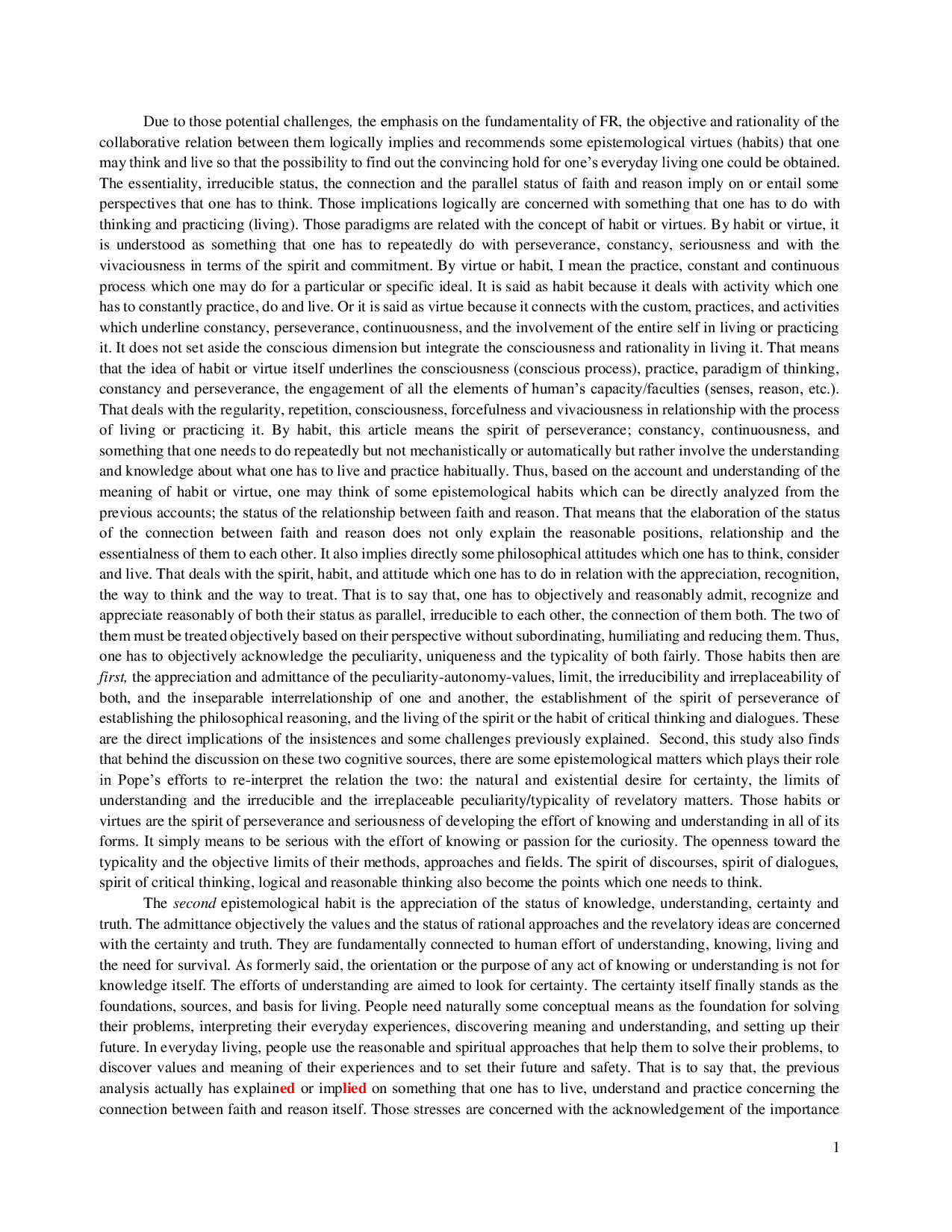 JURIS Rationality Faith and Human s Everyday Living A Philosophical Analysis on John Paul II s Encyclical Letter of Fides et Ratio