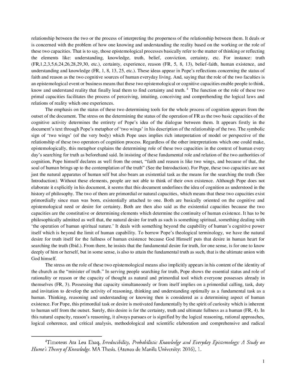 JURIS Rationality Faith and Human s Everyday Living A Philosophical Analysis on John Paul II s Encyclical Letter of Fides et Ratio