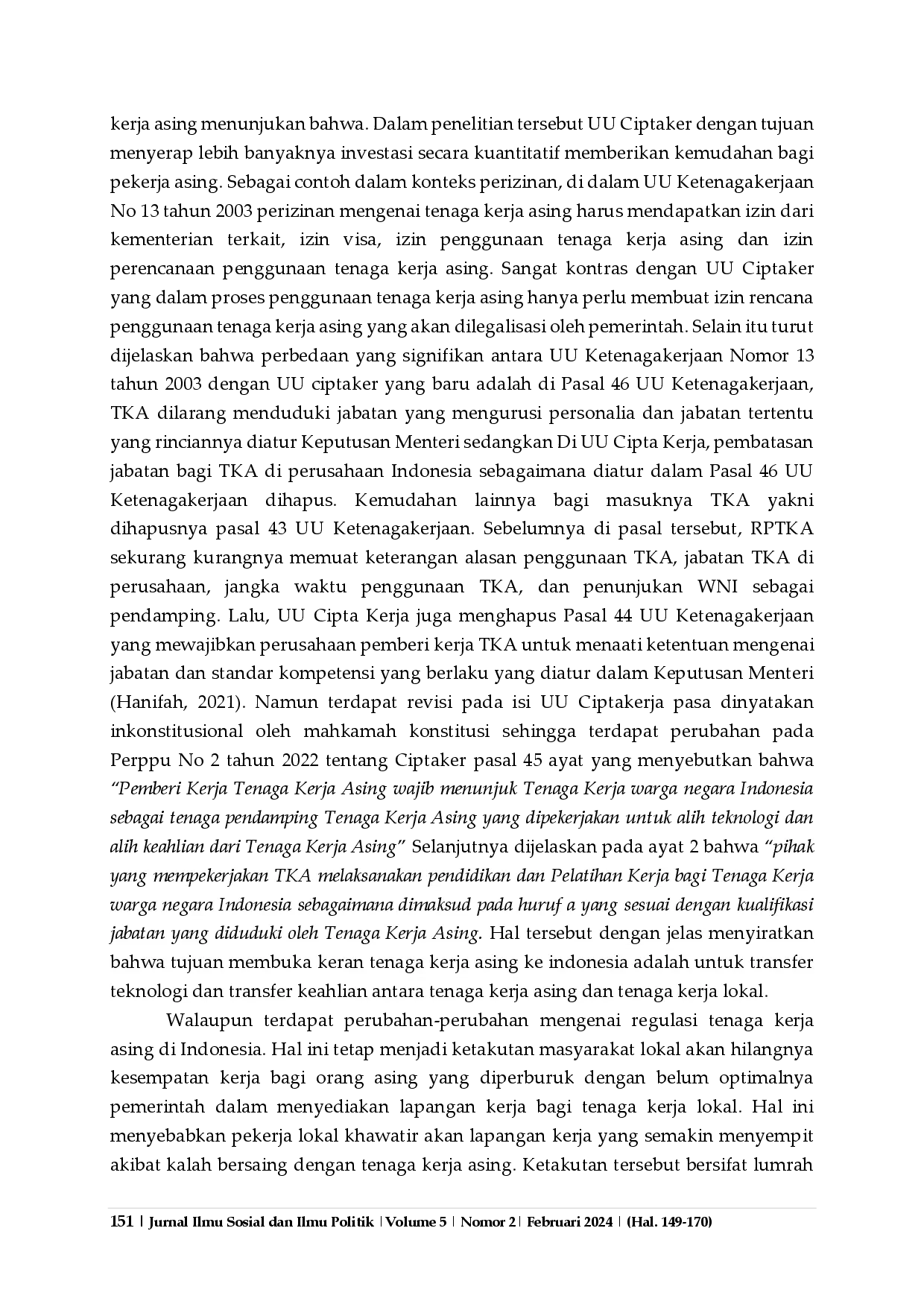 juris Gap Implementasi Dalam Kebijakan Publik Studi Kasus Implementasi Kebijakan Perpu Nomor 2 Tahun 2022 Klaster Ketenagakerjaan Tentang Pemanfaatan Pekerja Asing