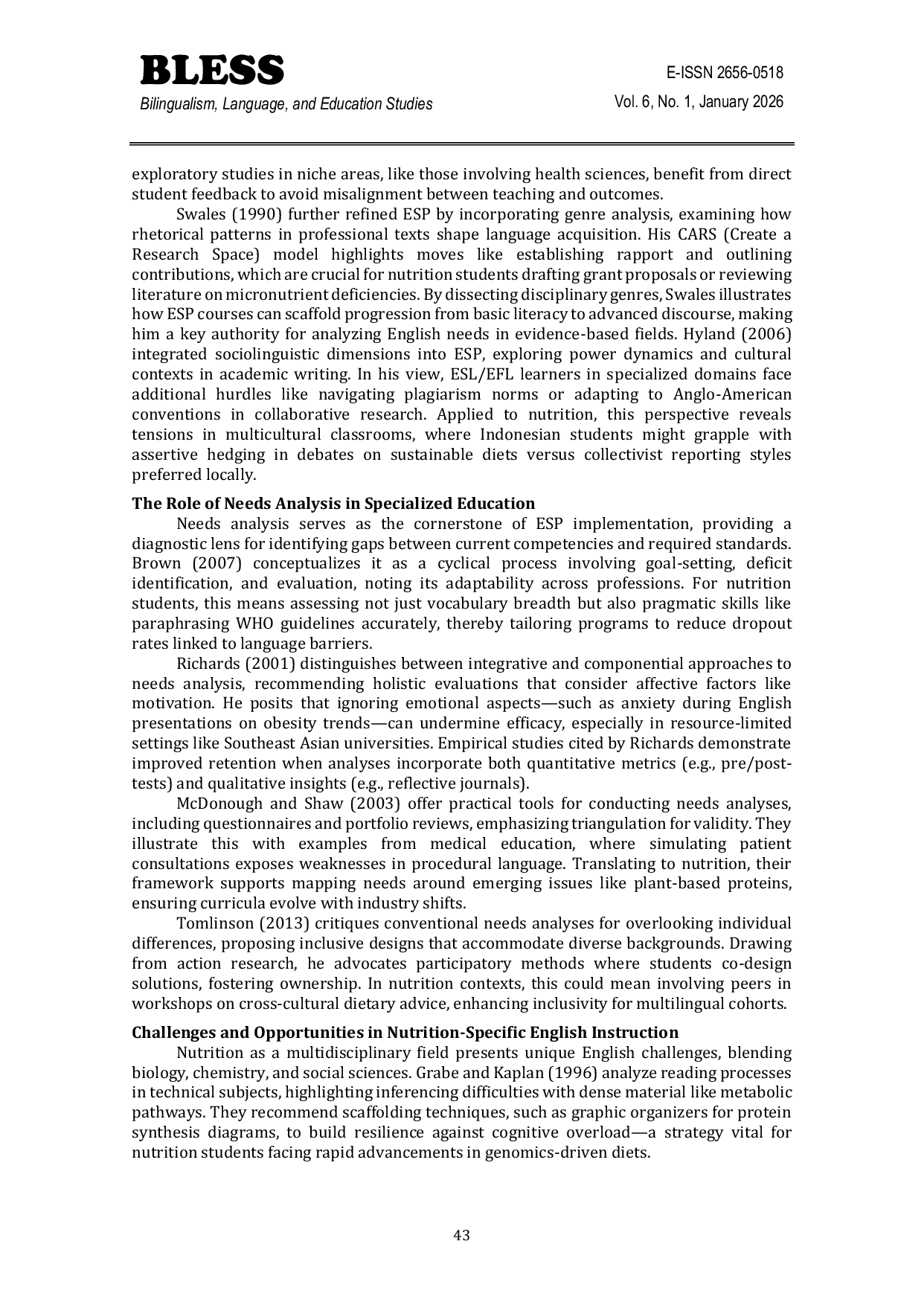 JURIS English Needs Analysis for Nutrition Students at POLTEKKES Pontianak An Exploratory Research