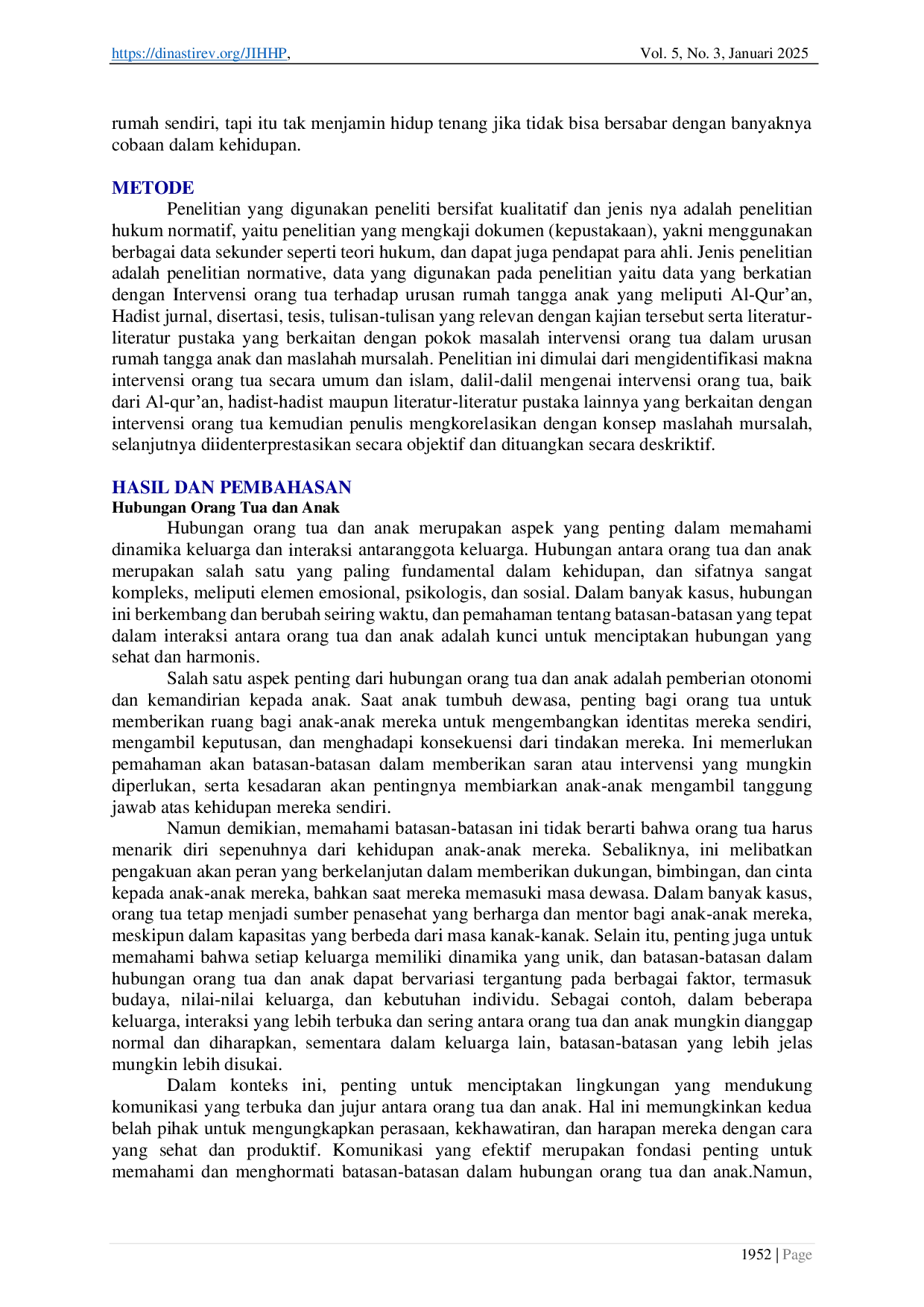 JURIS Intervensi Orang Tua Terhadap Urusan Rumah Tangga Anak Ditinjau dari Konsep Mashlahah Mursalah