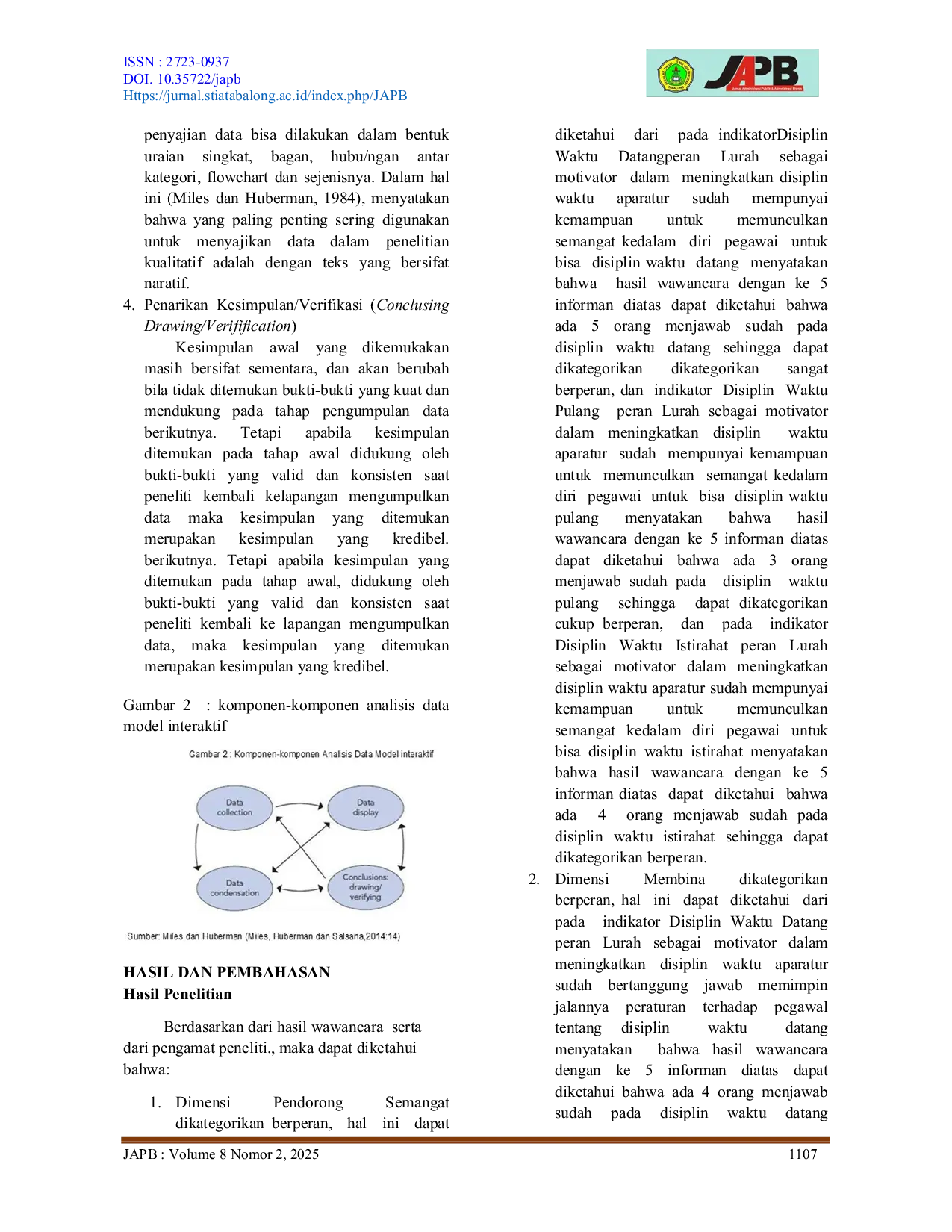 JURIS Peran Lurah Sebagai Motivator Dalam Meningkatkan Disiplin Waktu Aparatur Di Kantor Kelurahan Jangkung Kecamatan Tanjung Kabupaten Tabalong
