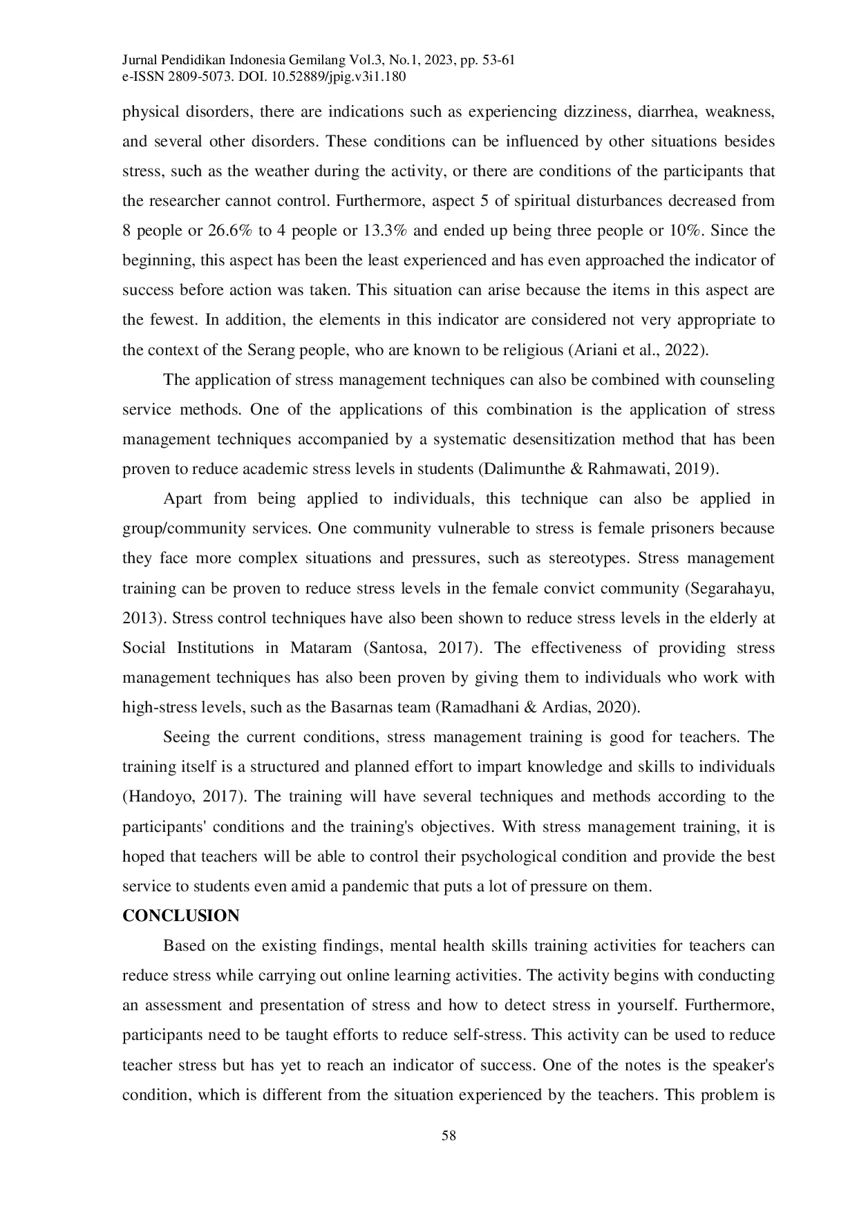 juris Mental Well Being Training for Mathematics Teachers to Deal with Online Learning Period