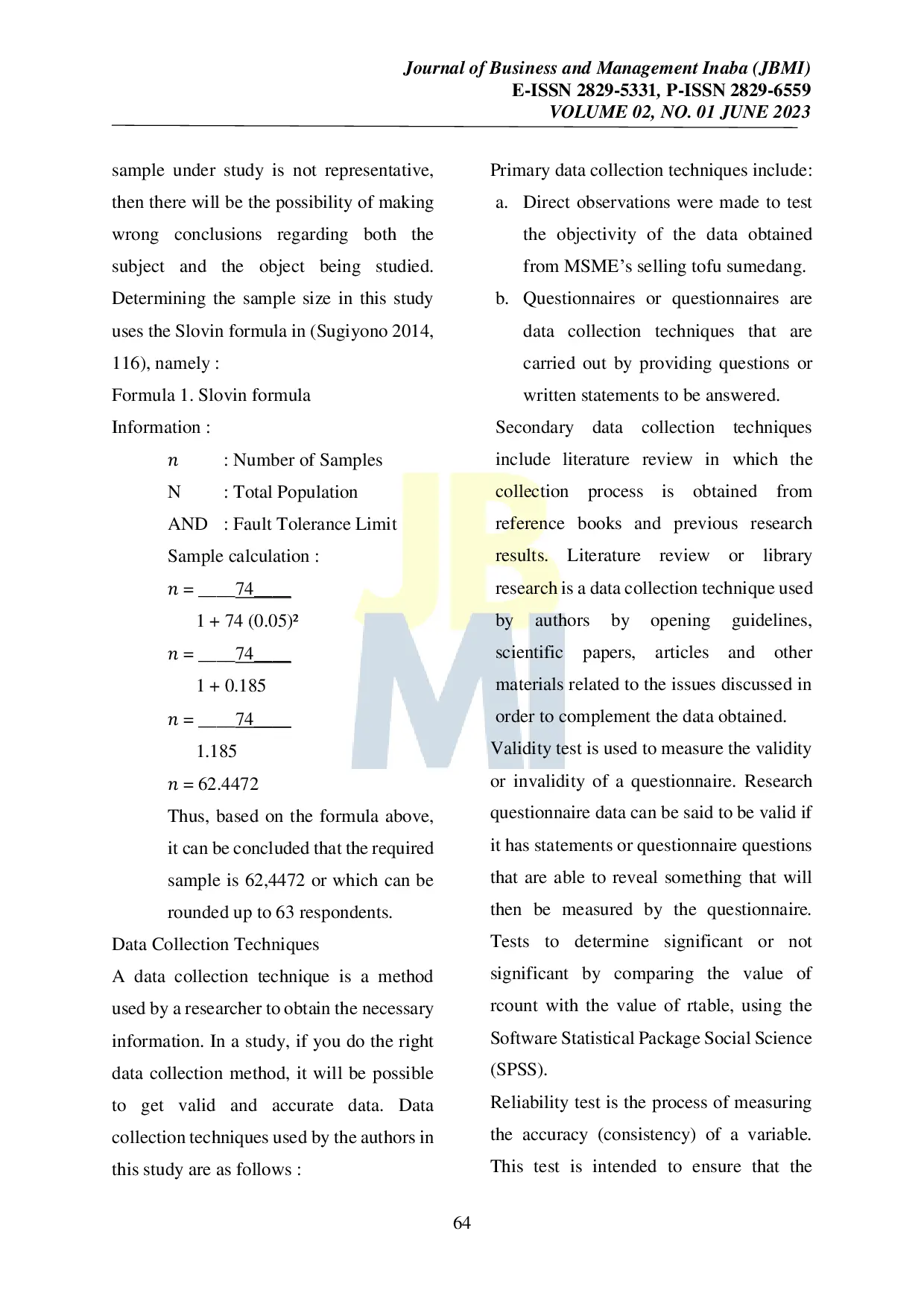 JURIS THE INFLUENCE OF KNOWLEDGE MANAGEMENT AND NON PHYSICAL WORK ENVIRONMENT ON BUSINESS PERFORMANCE OF TOFU PRODUCING MSMEs IN SUMEDANG