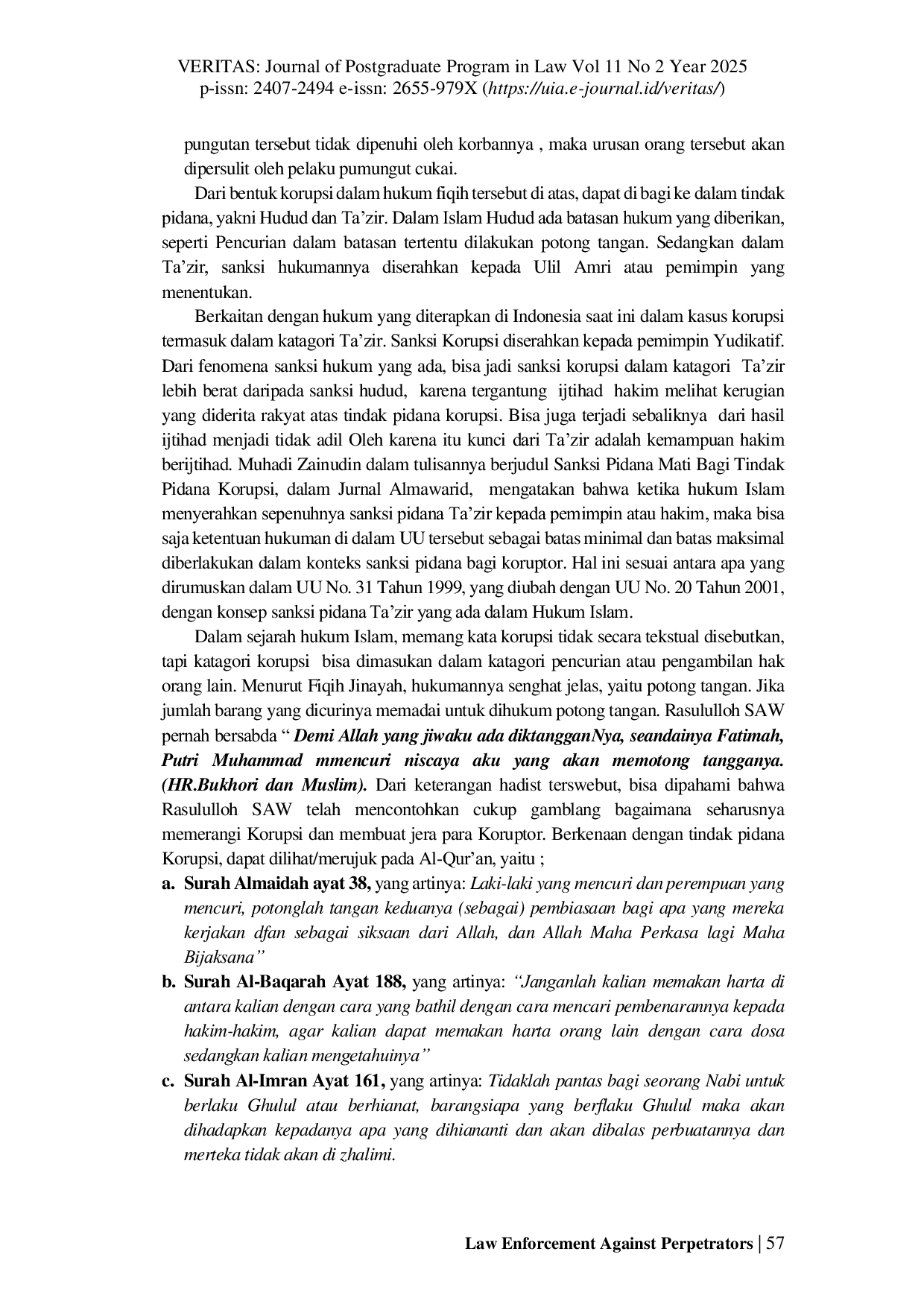 JURIS Law Enforcement Against Perpetrators Of Corruption