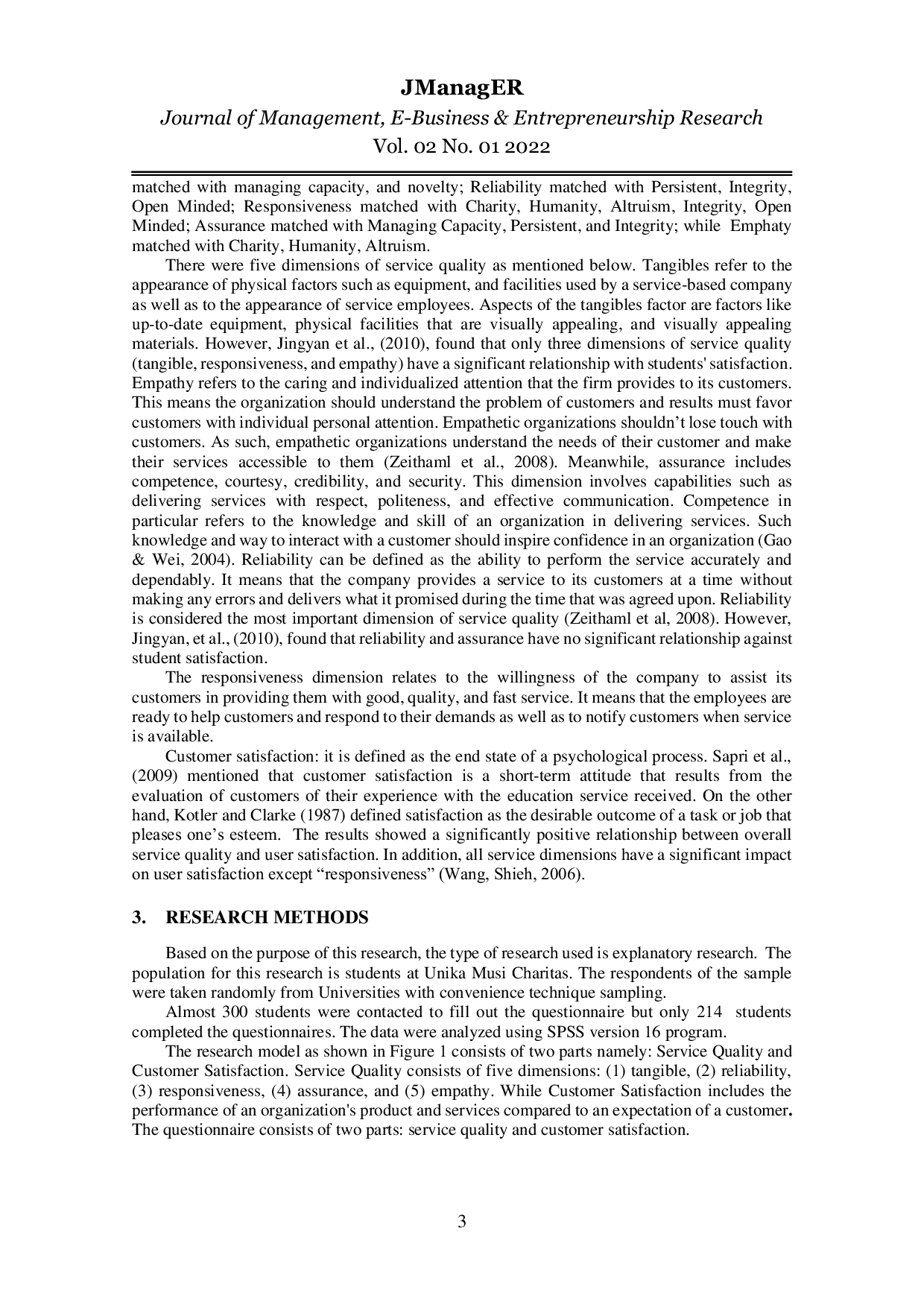 JURIS Relation Between Service Quality and Customer Satisfaction Does It Match With University Values