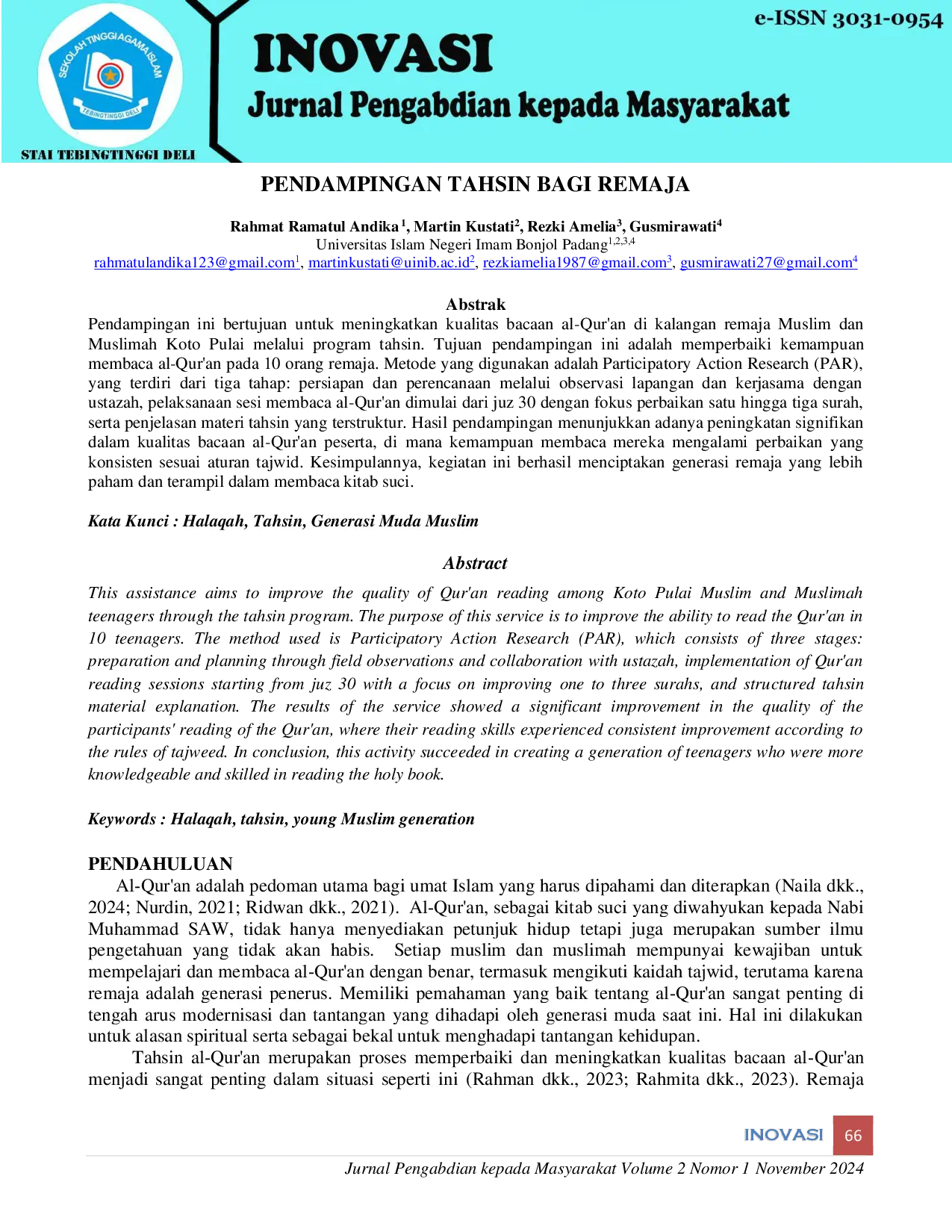 JURIS Pendampingan Tahsin Bagi Remaja