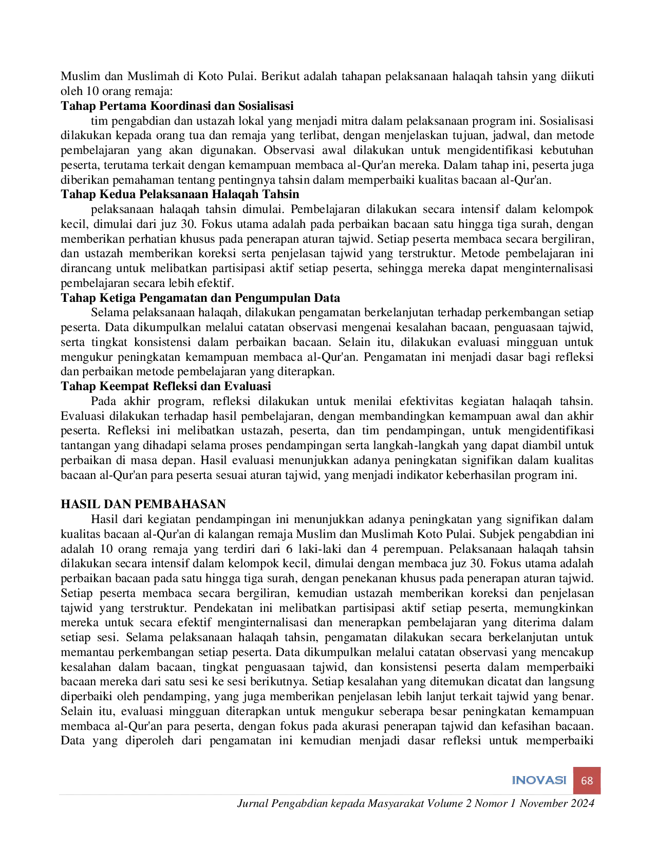 JURIS Pendampingan Tahsin Bagi Remaja