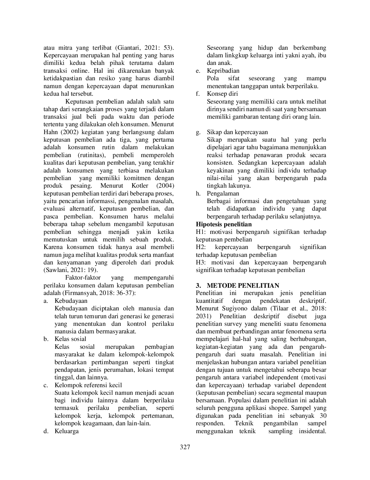 JURIS Pengaruh Motivasi Dan Kepercayaan Konsumen Terhadap Keputusan Pembelian Menggunakan Aplikasi Shopee