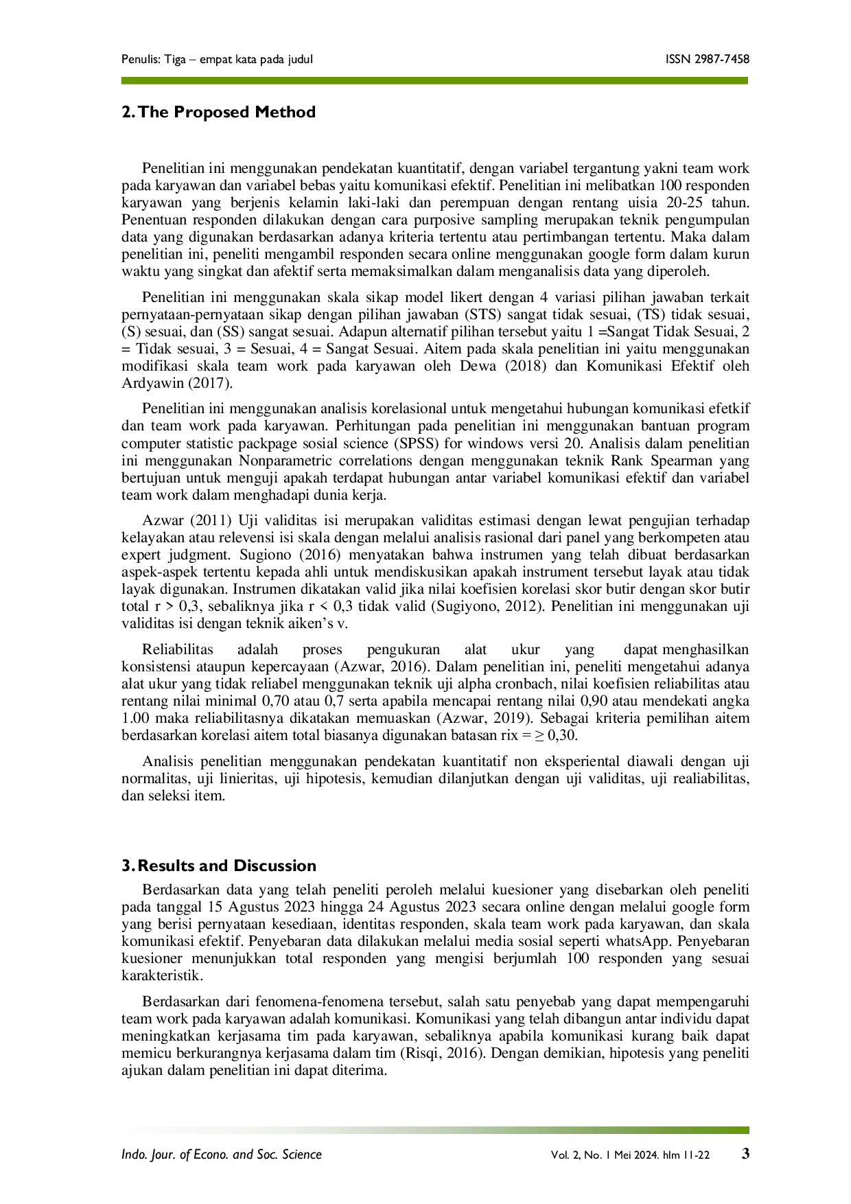 JURIS Hubungan Antara Komunikasi Efektif dengan Team Work Pada Karyawan Di Seven Inc Yogyakarta