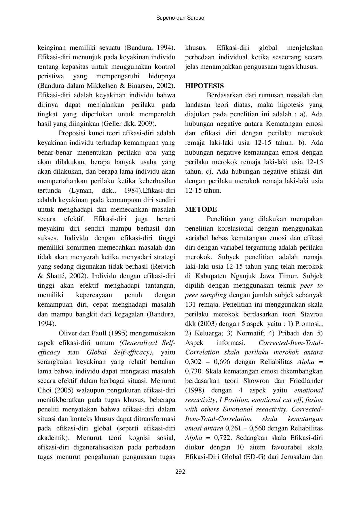 JURIS Kematangan Emosi Efikasi Diri dan Perilaku Merokok Remaja Laki Laki Usia 12 15 Tahun