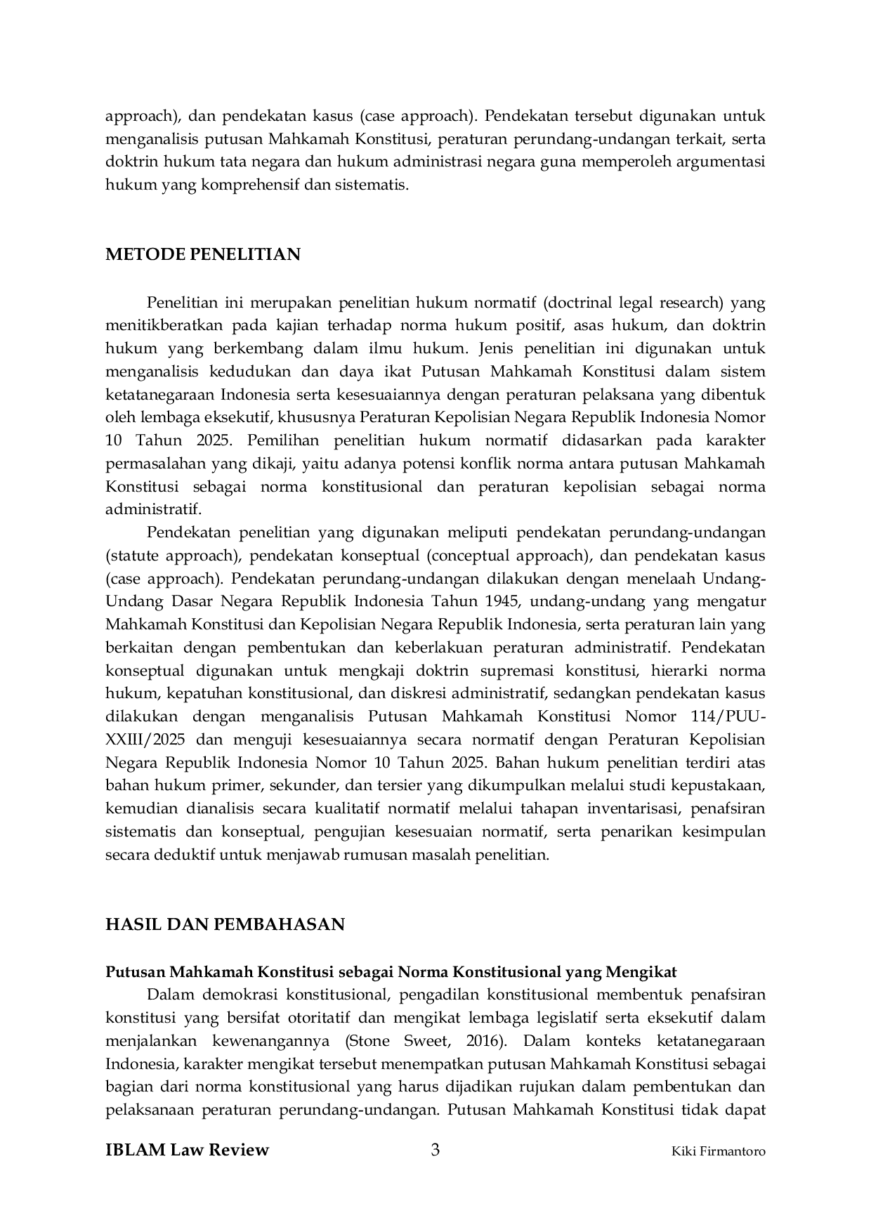 JURIS The Binding Effect of Constitutional Court Decisions on Police Regulations An Analysis of Constitutional Court Decision No 114 PUU XXIII 2025