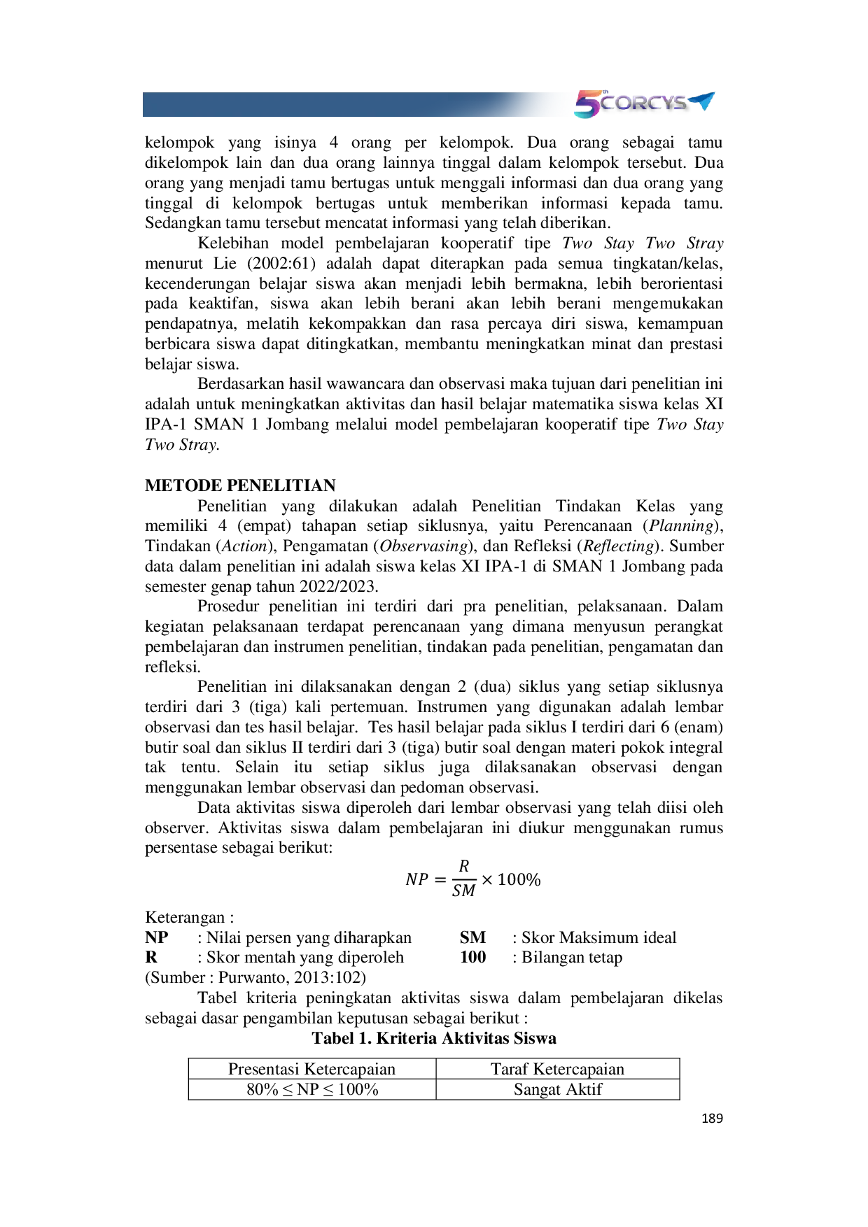 JURIS Peningkatan Aktivitas Dan Hasil Belajar Matematika Siswa Melalui Model Pembelajaran Kooperatif Tipe Tsts