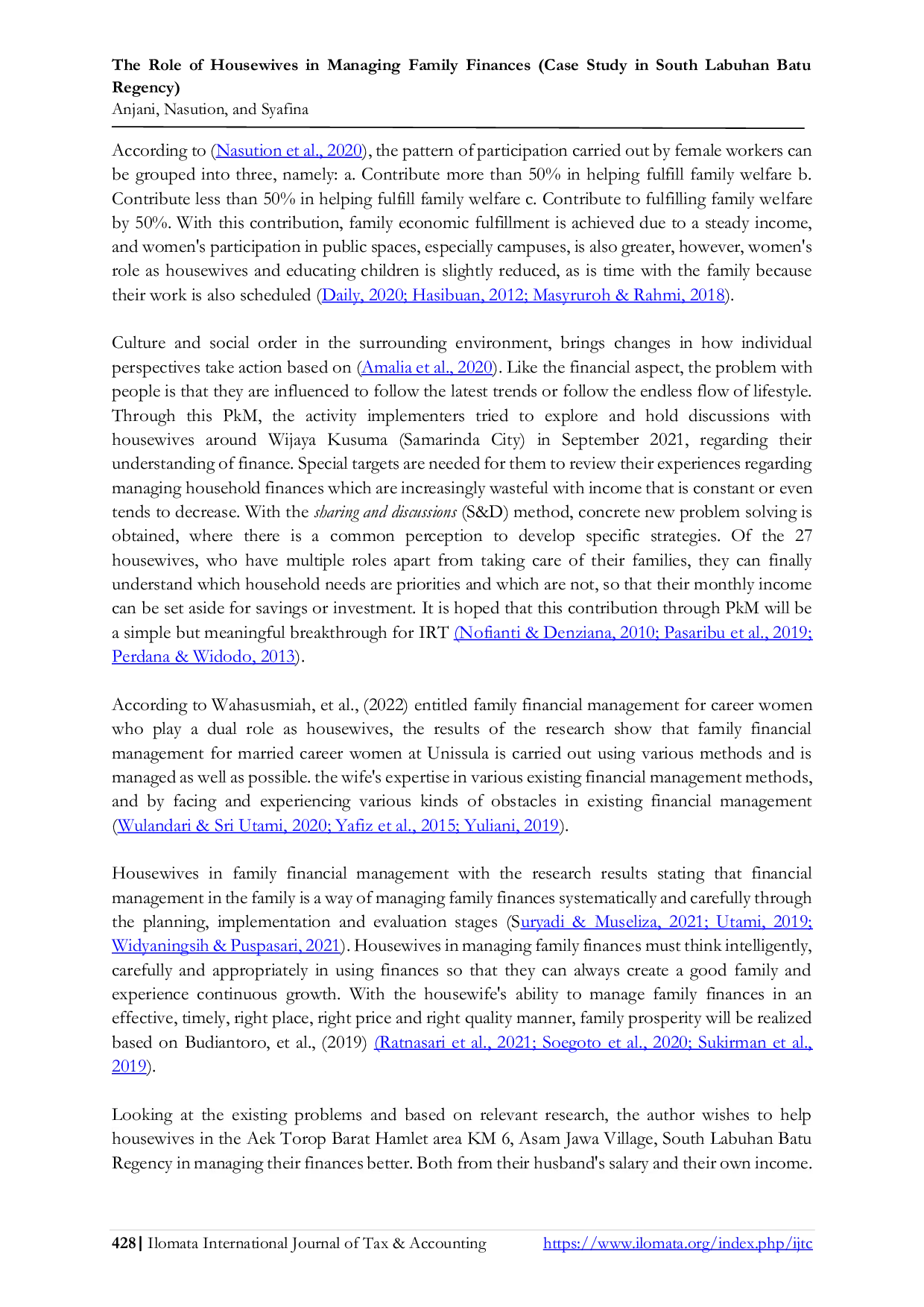 JURIS The Role of The Housewife in Managing Family Finances Case Study in South Labuhan Batu Regency