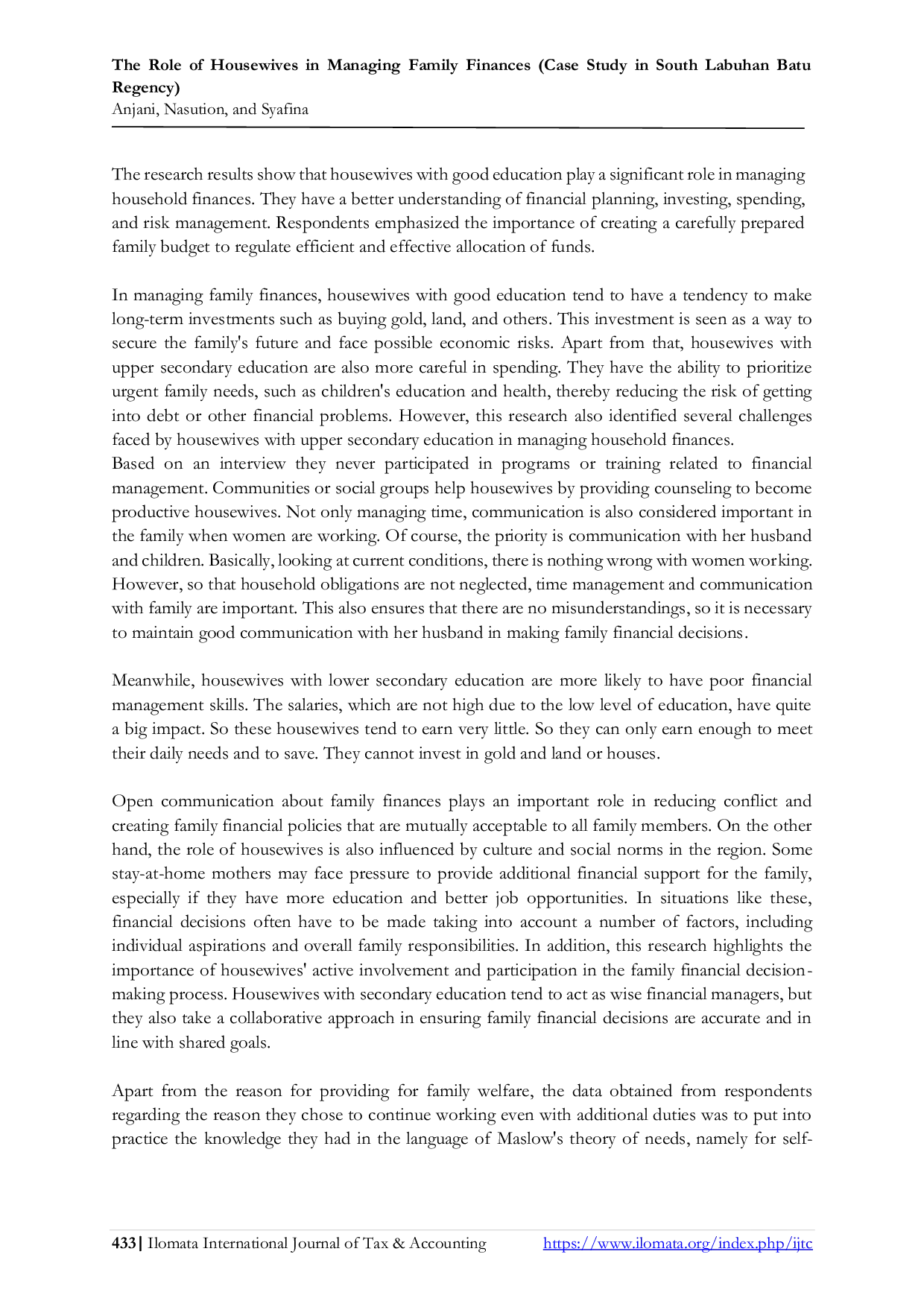 JURIS The Role of The Housewife in Managing Family Finances Case Study in South Labuhan Batu Regency