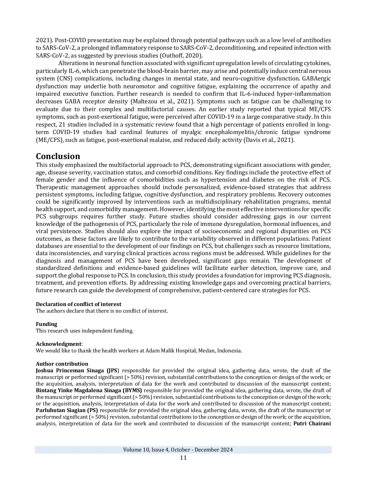 JURIS Clinical Spectrum and Factors Associated to Post Covid Syndrome in Healthcare Workers