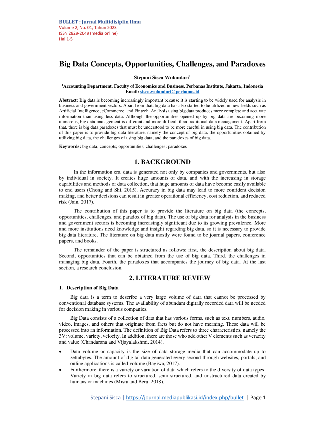 JURIS Big Data Concepts Opportunities Challenges and Paradoxes