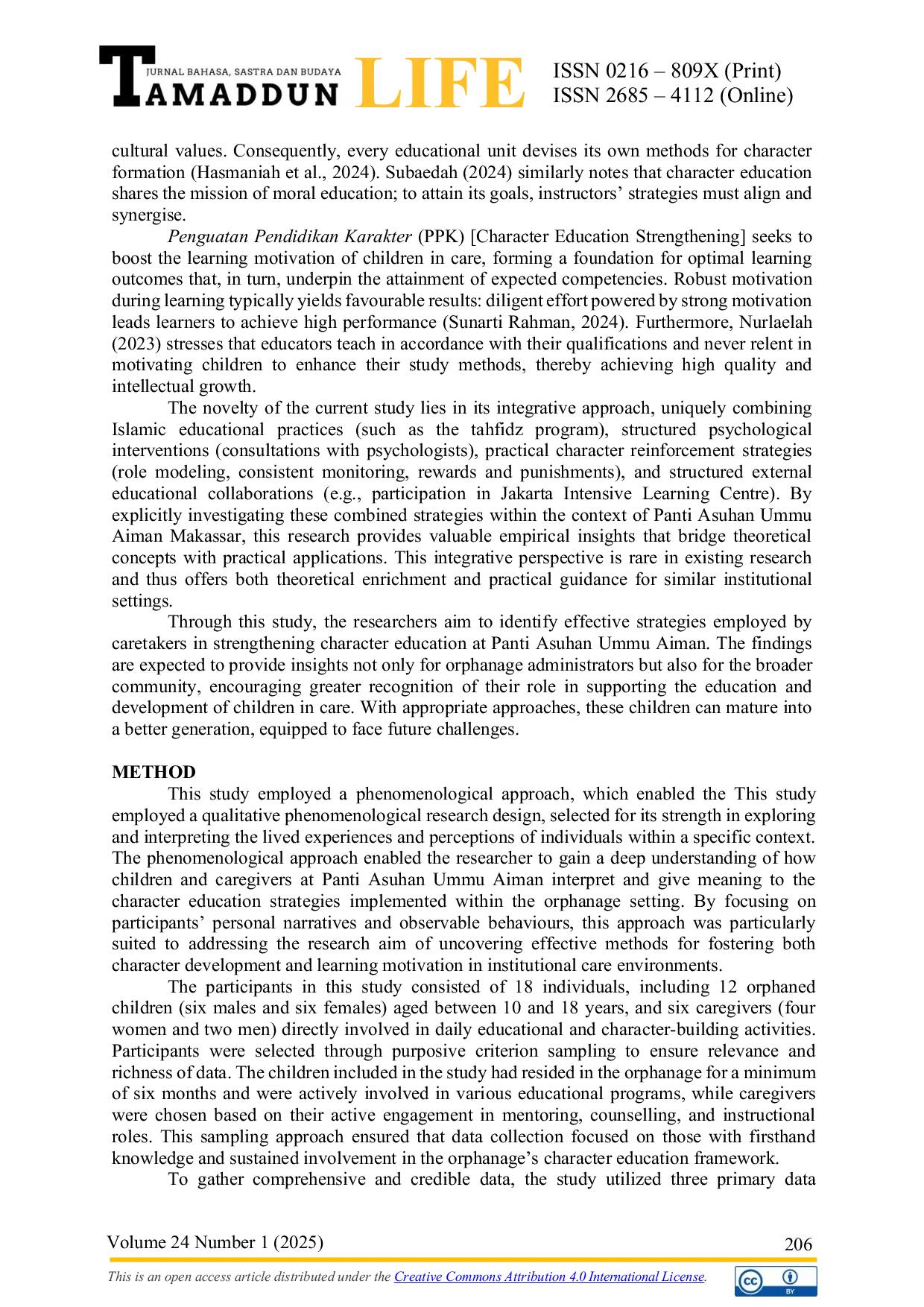 JURIS Integrated Educational Practices for Building Character and Motivation among Orphans in Institutional Care at Ummu Aiman Makassar Islamic orphanage