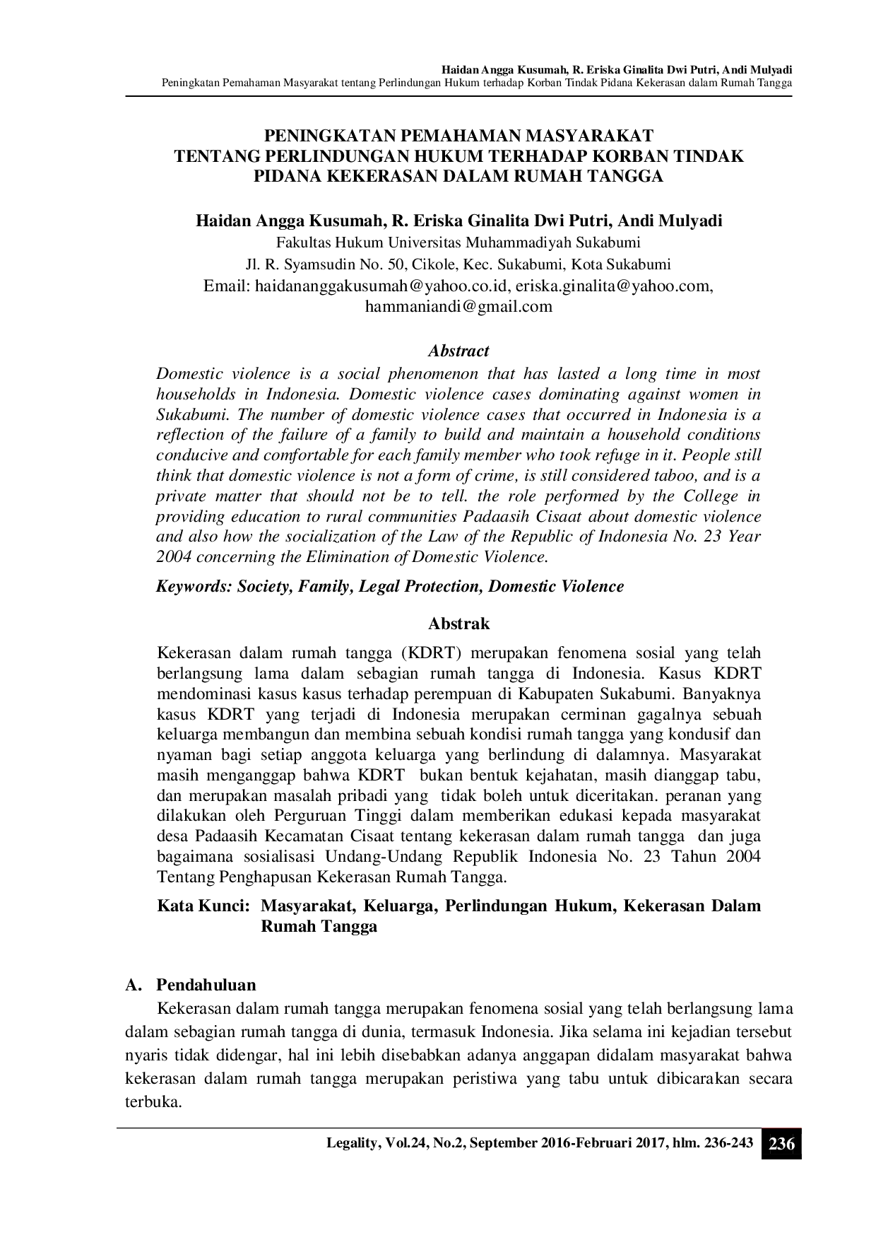 juris Peningkatan Pemahaman Masyarakat Tentang Perlindungan Hukum Terhadap Korban Tindak Pidana Kekerasan Dalam Rumah Tangga