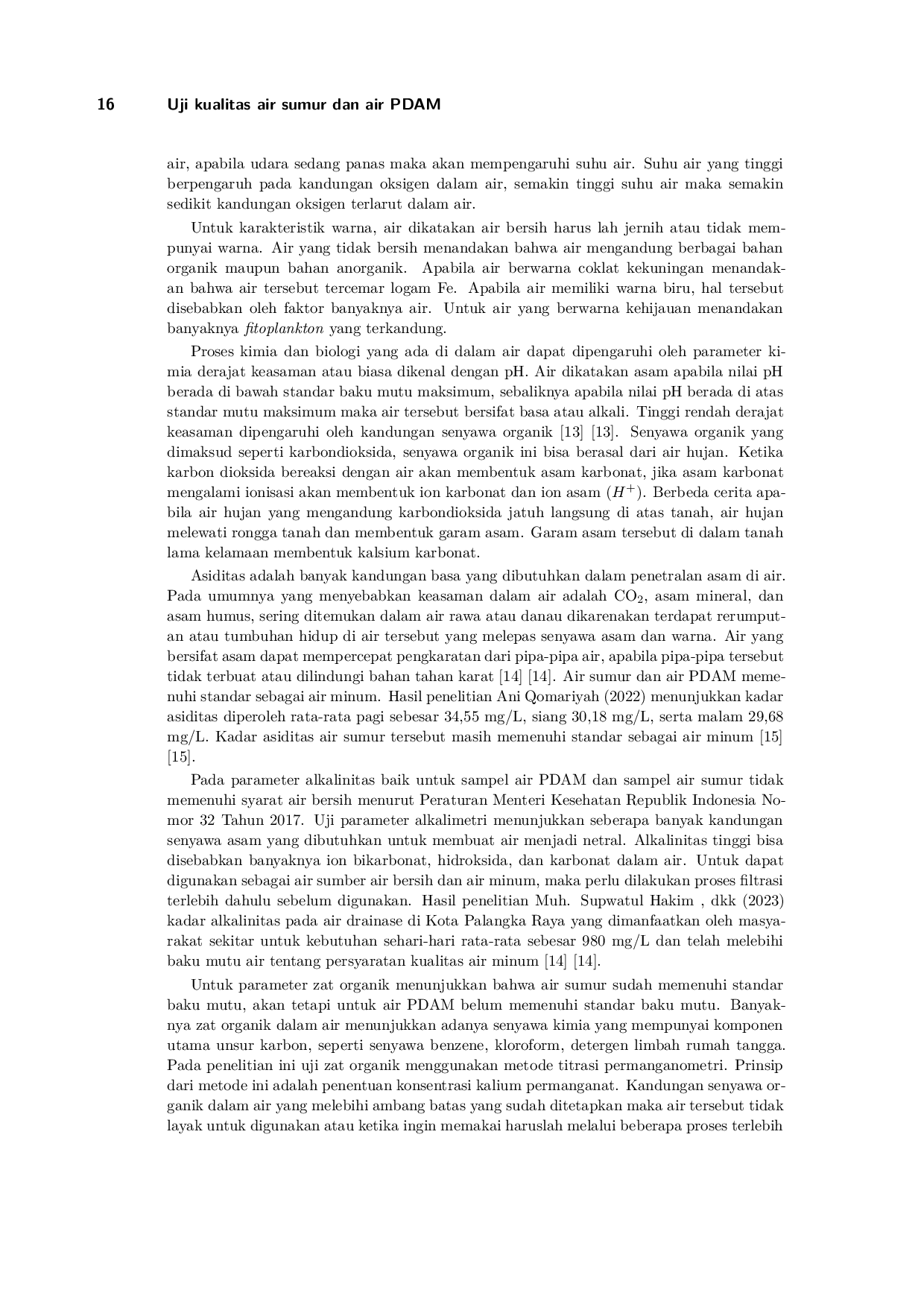 JURIS Testing the Quality of Well Water and PDAM Water with Physical Chemical Biological Parameters in Sukoharjo Regency
