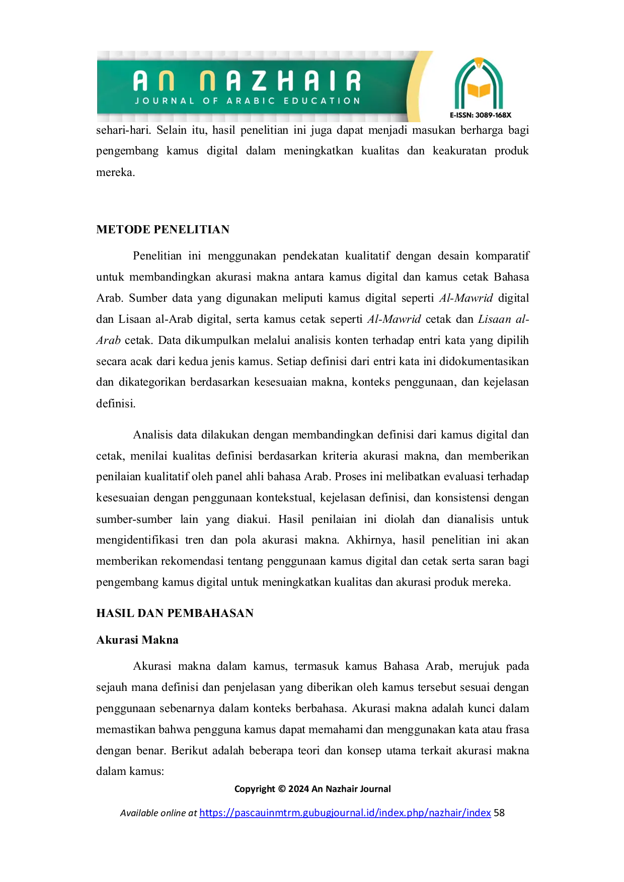 JURIS Akurasi Makna Dalam Kamus Bahasa Arab Digital