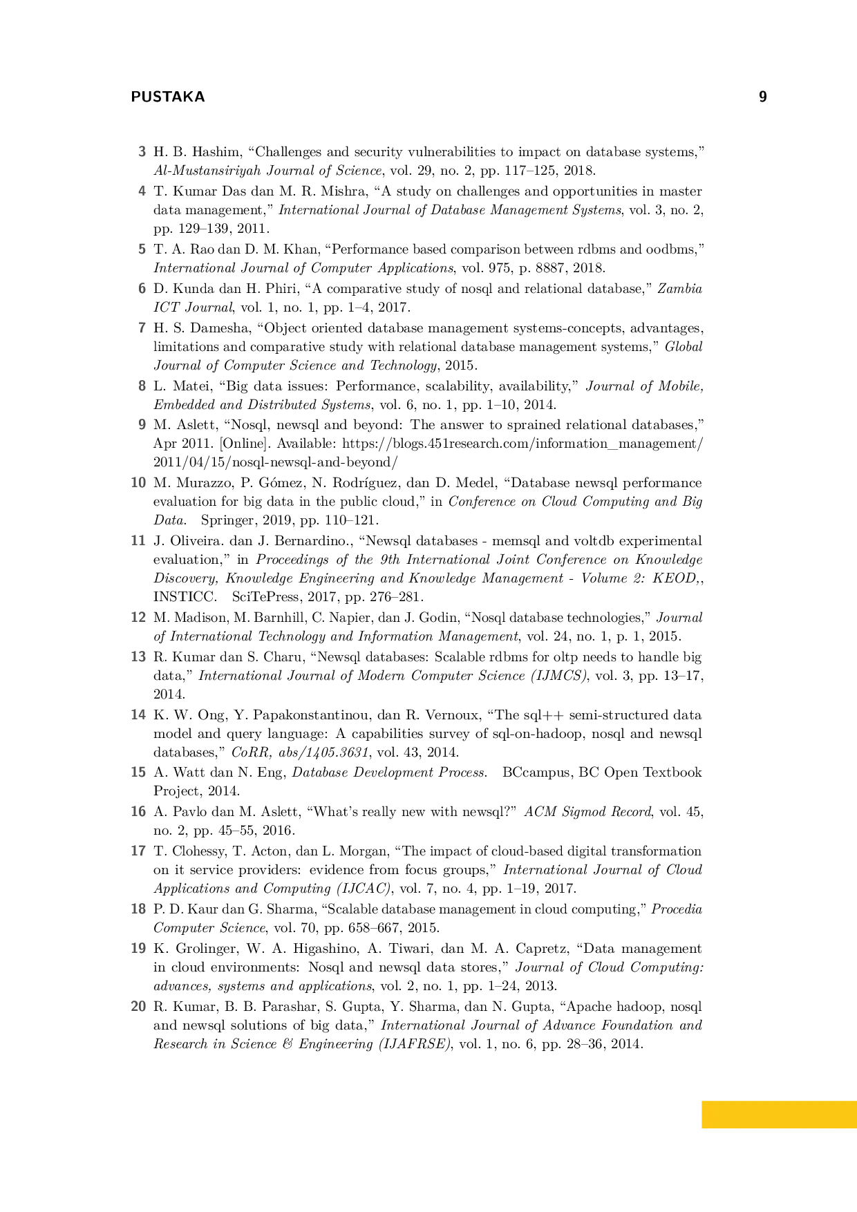 JURIS Studi Literatur Perbandingan Basis Data NewSQL
