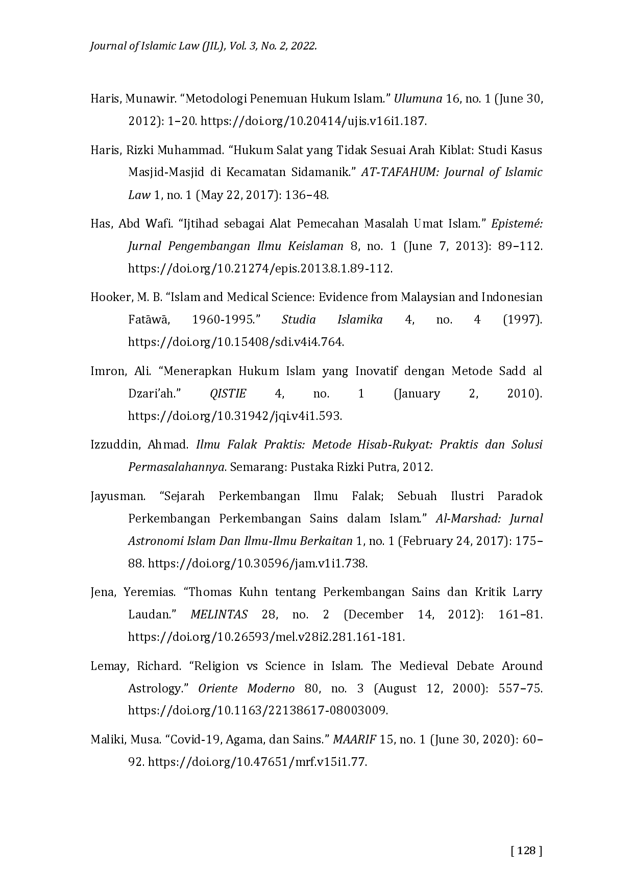 juris The Problems of the Relationship between Science and Religion in Qibla Direction Calibration at the Great Mosque of Demak and Baiturrahman Mosque in Semarang Indonesia