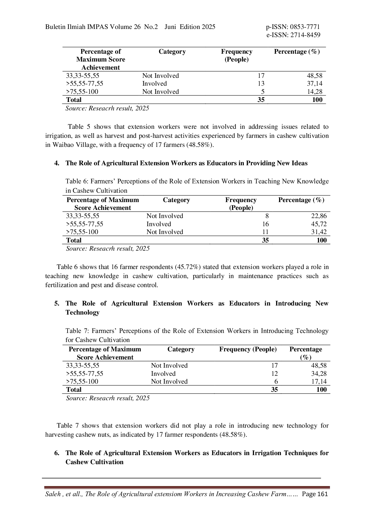JURIS The Role of Agricultural Extension Workers in Increasing Cashew Farming Productivity Through Cultivation Technique Improvement Efforts in Waibao Village Tanjung Bunga Subdistrict East Flores Regency