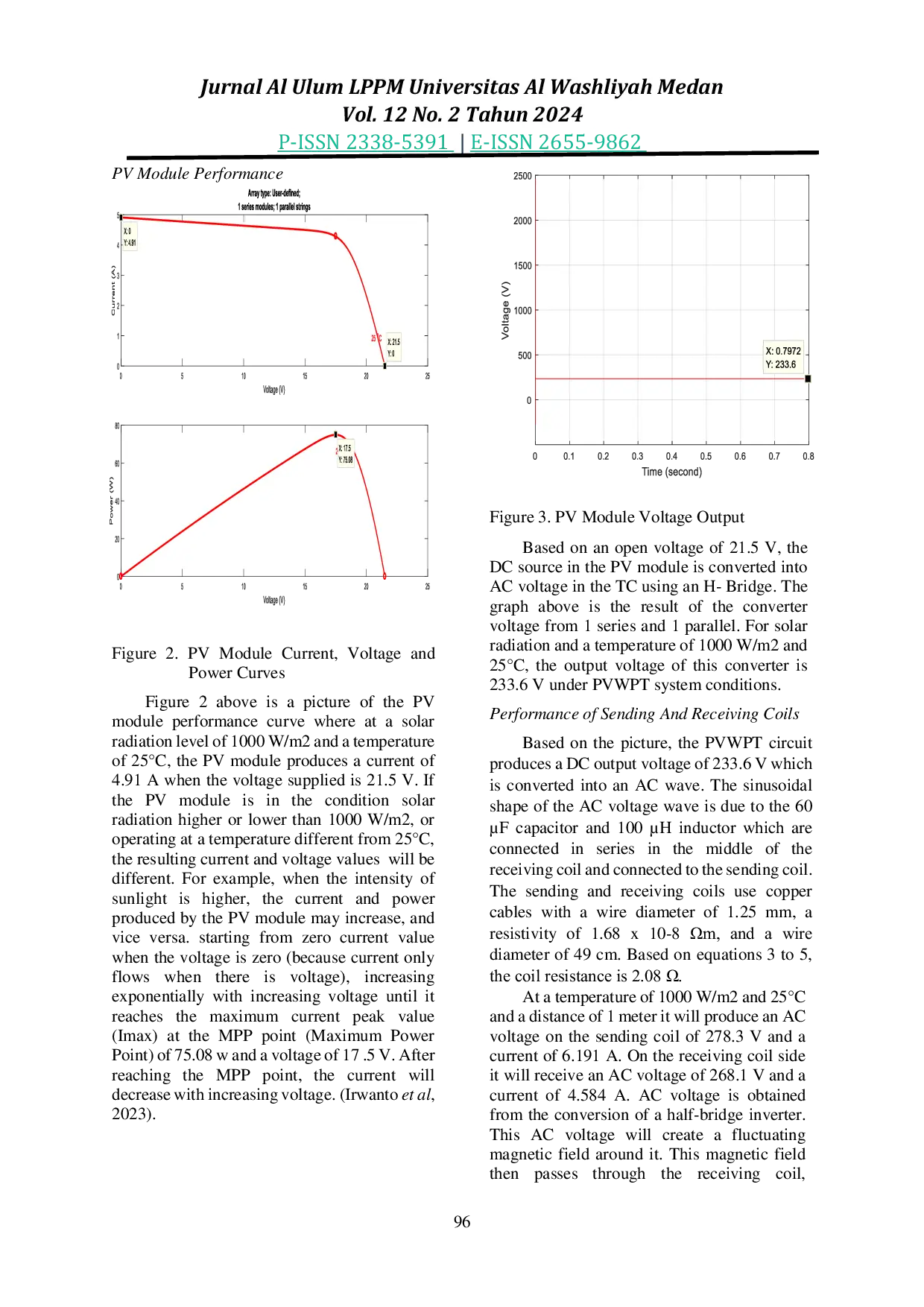 JURIS Analysis of the Effect of Distance Between Transmitter and Receiver Coils in Wireless Photovoltaic Power Transfer Systems