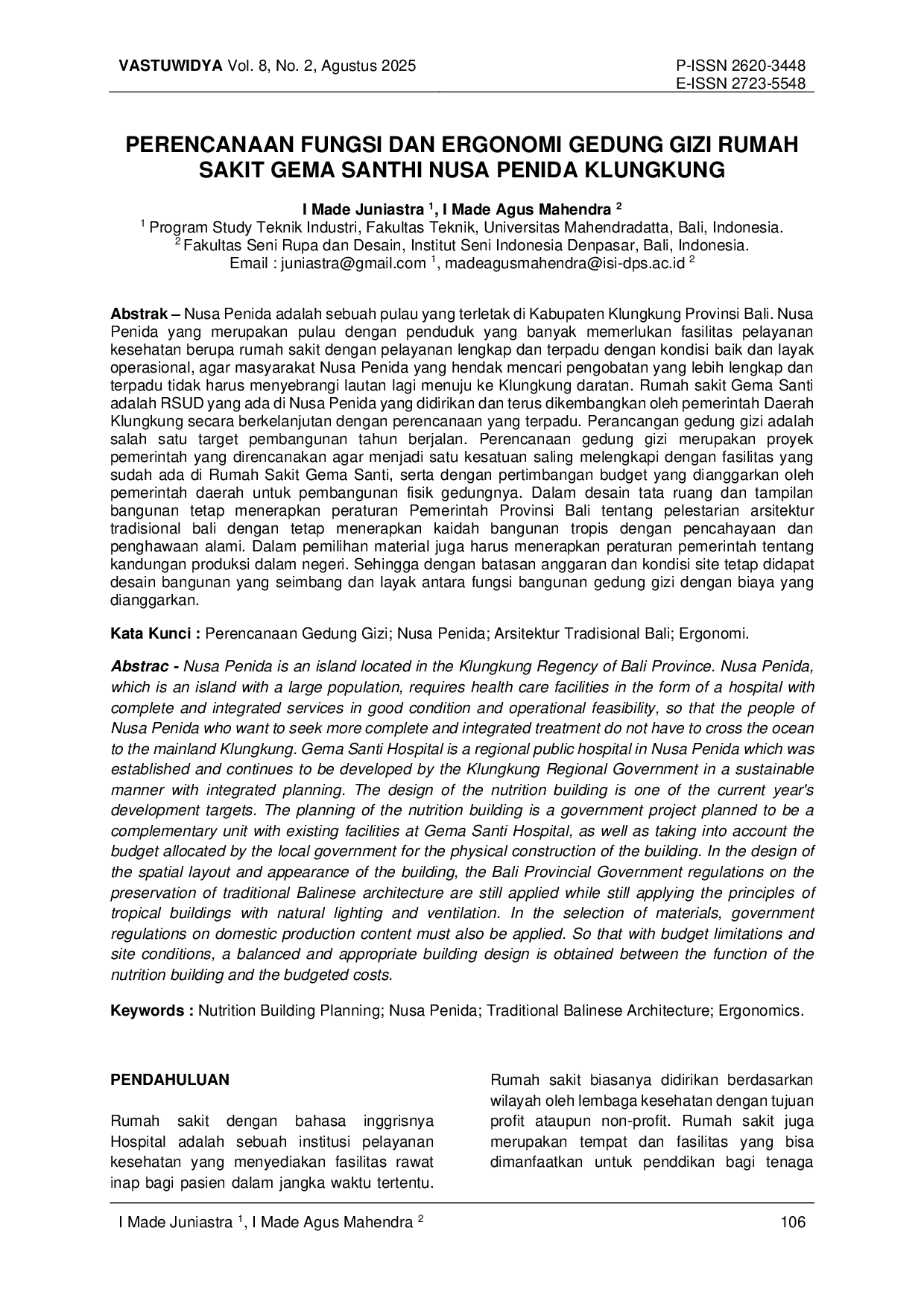 juris Perencanaan Fungsi Dan Ergonomi Gedung Gizi Rumah Sakit Gema Santhi Nusa Penida Klungkung