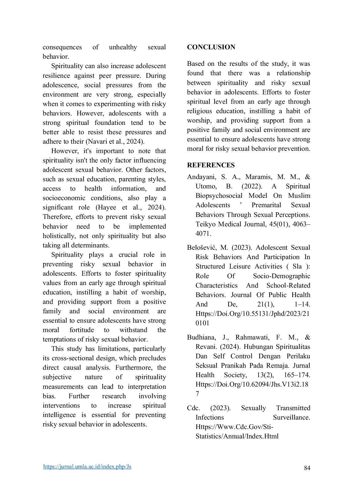 JURIS A Correlation Study between Spirituality and Risky Sexual Behavior in Adolescents