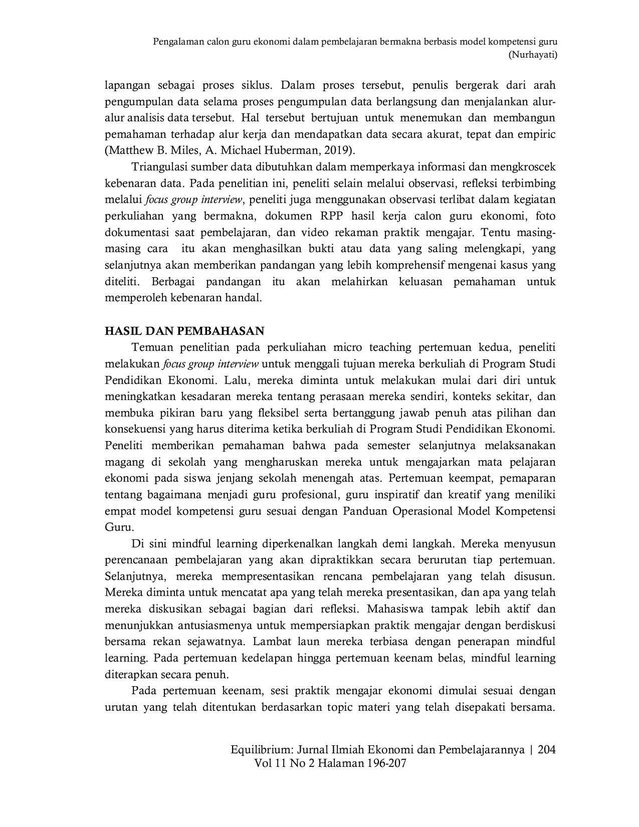 JURIS Pengalaman calon guru ekonomi dalam pembelajaran bermakna berbasis model kompetensi guru