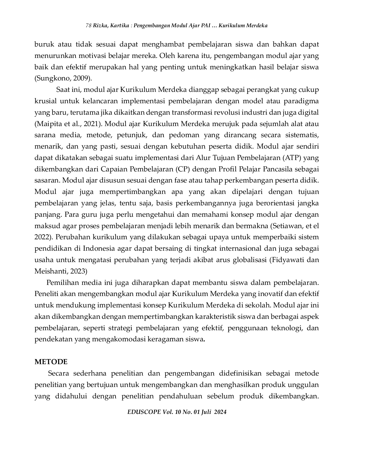 JURIS Pengembangan Modul Ajar PAI Elemen Aqidah Fase E Kurikulum Merdeka