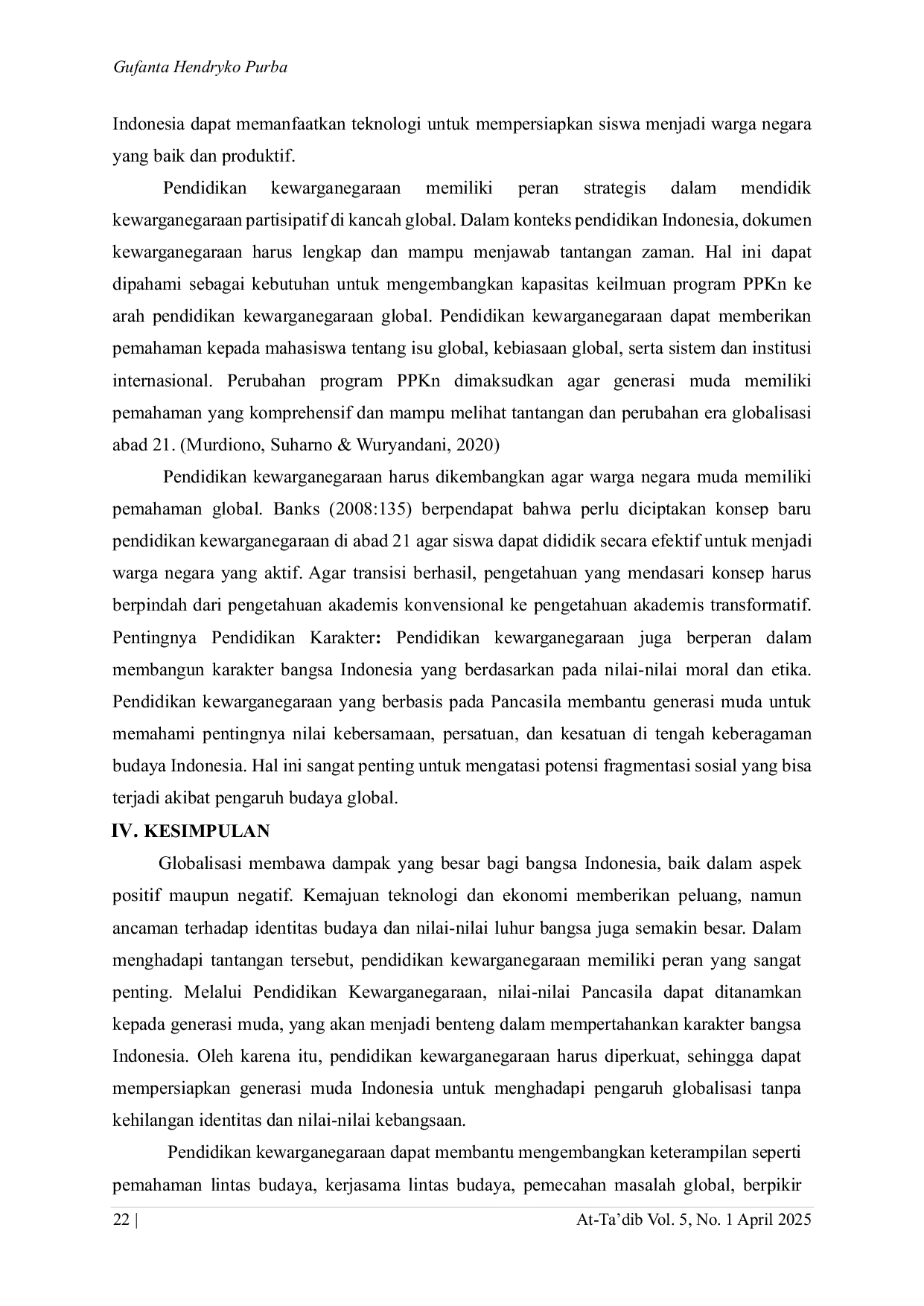 JURIS Dampak Isu Globalisasi Terhadap Bangsa Dan Karakter Indonesia Sesuai Pendidikan Kewarganegaraan