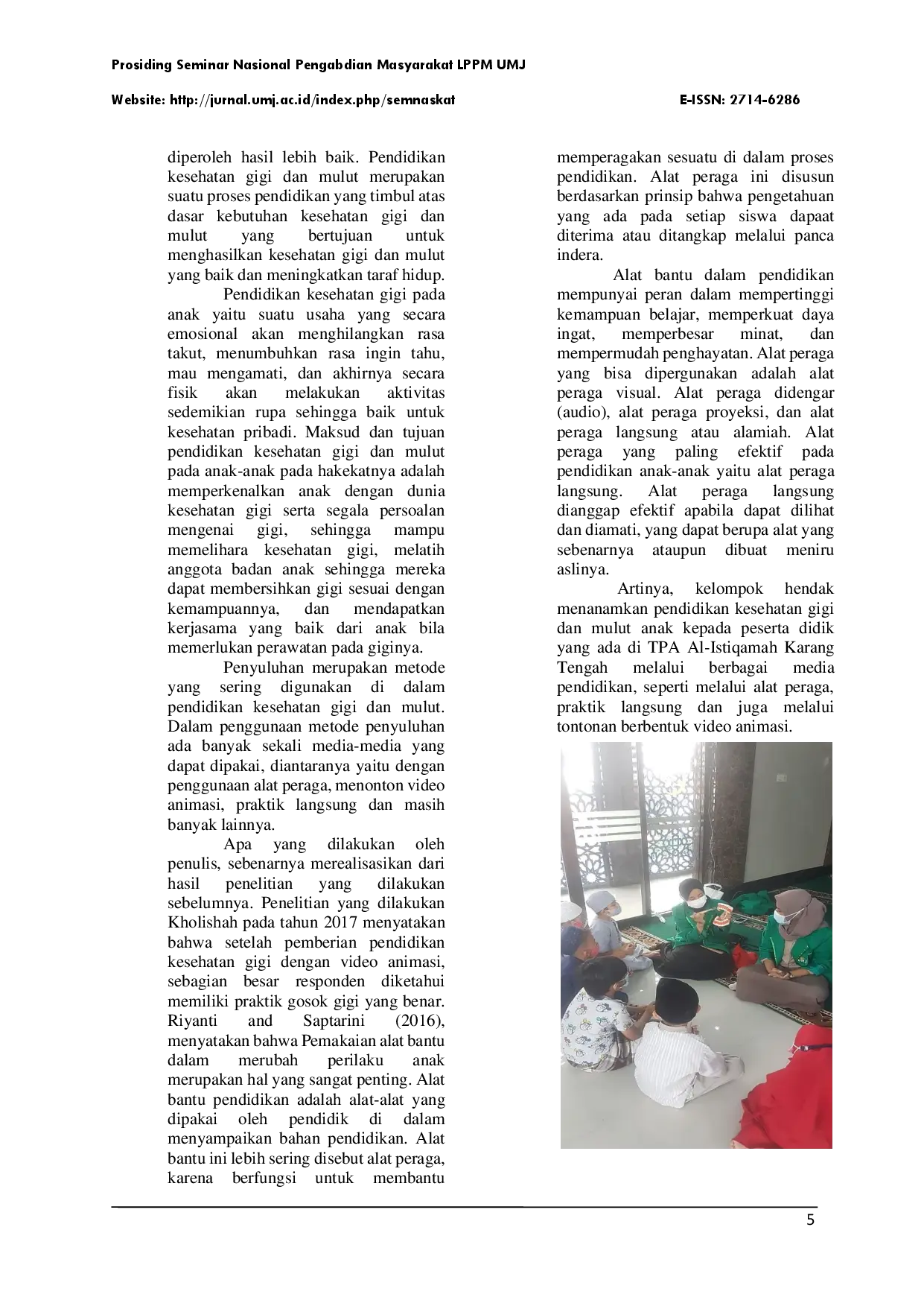 juris Edukasi Kesehatan Gigi Dan Mulut Terhadap Anak Di Kampung Poncol Kecamatan Karang Tengah Tangerang