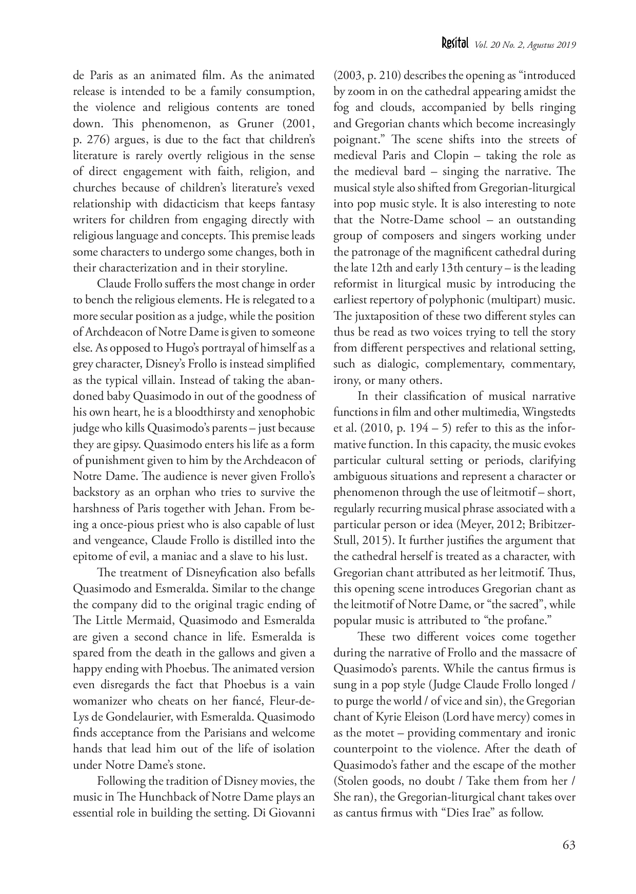 juris Mary Esmeralda and Frollo A Hermeneutic Reading of The Hunchback of Notre Dame The Musical