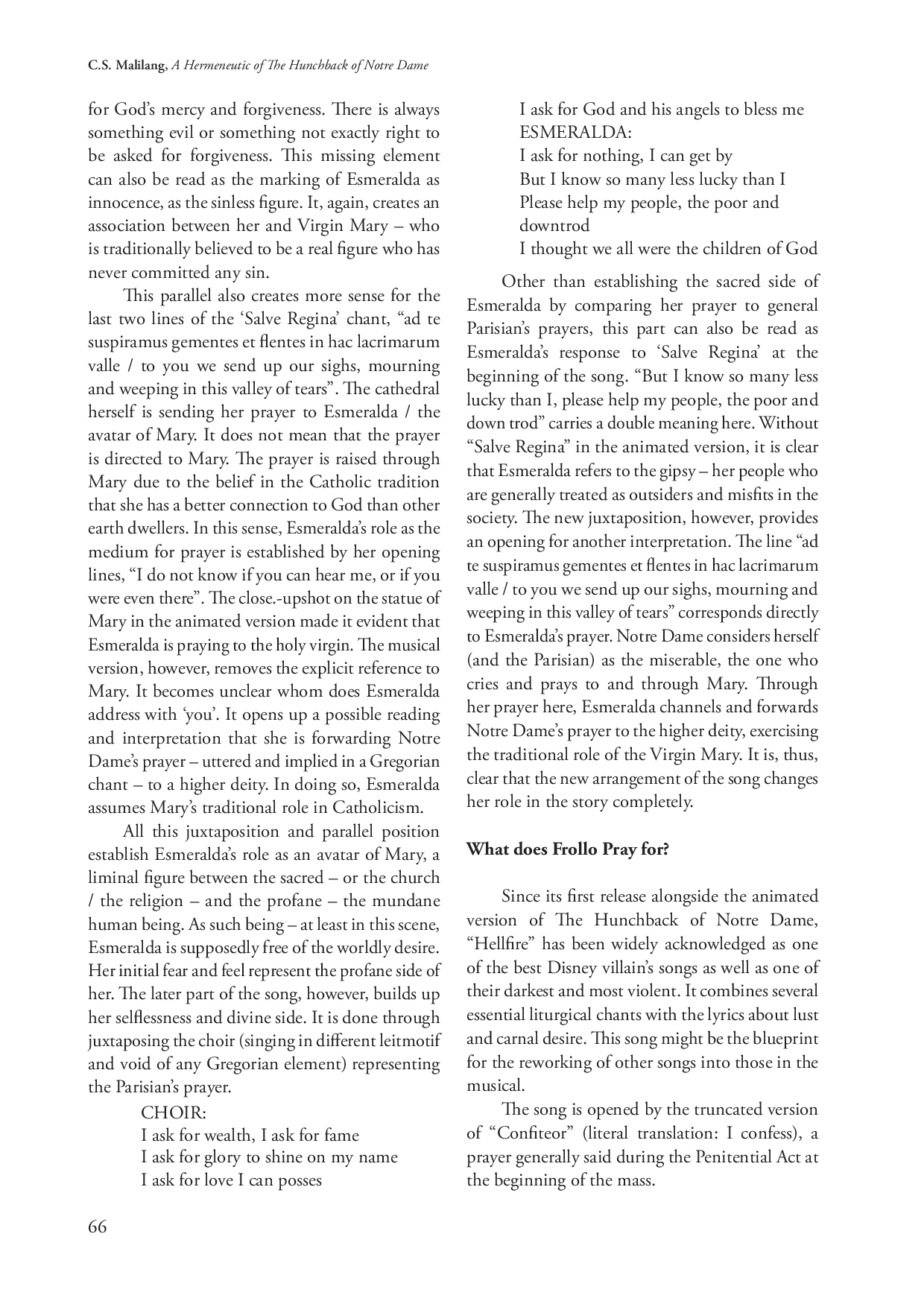 juris Mary Esmeralda and Frollo A Hermeneutic Reading of The Hunchback of Notre Dame The Musical