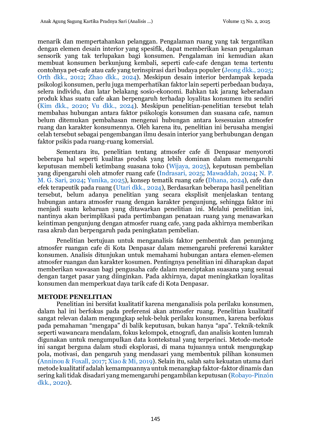 JURIS Analisis Kesesuaian Atmosfer Ruangan Dengan Karakter Konsumen Di Caf Kota Denpasar